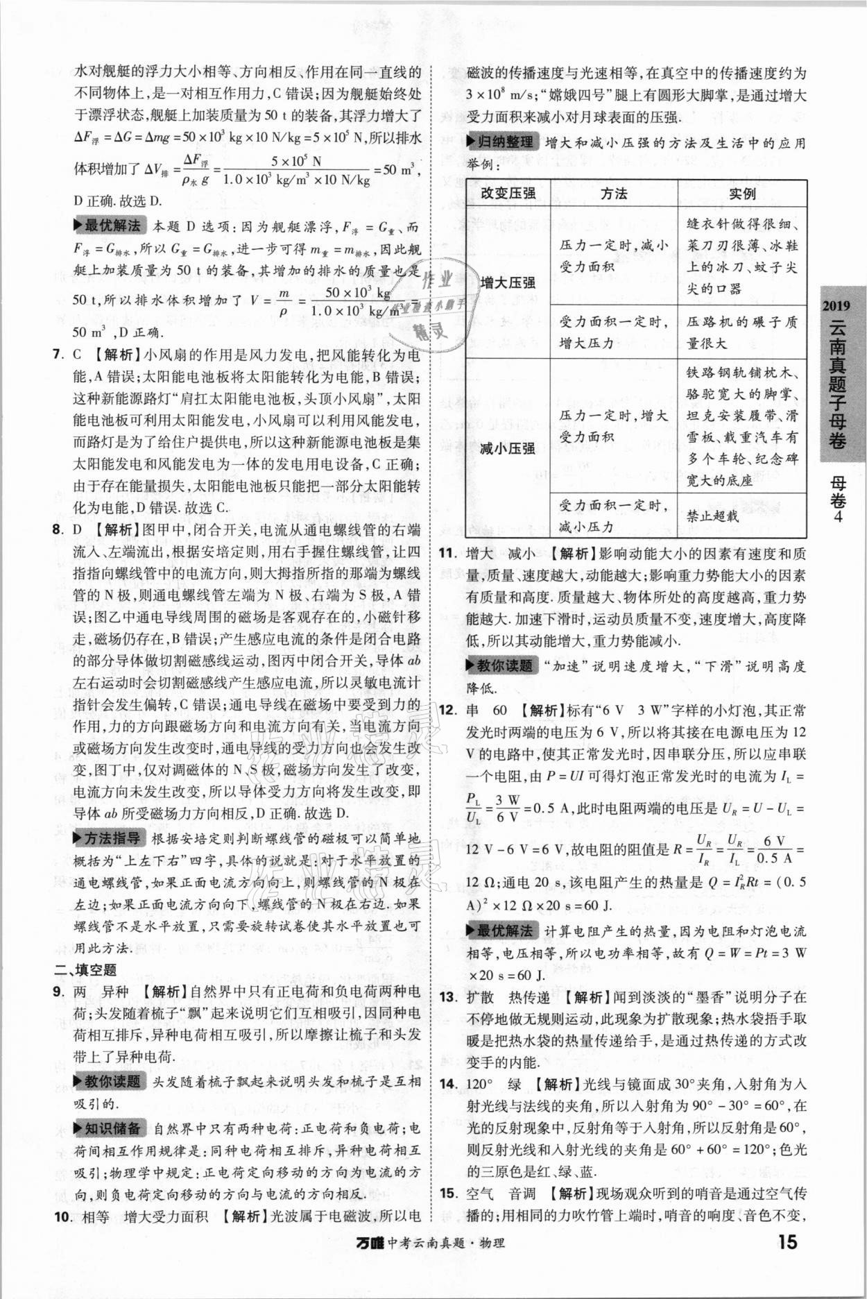 2021年萬唯中考云南真題物理 參考答案第15頁