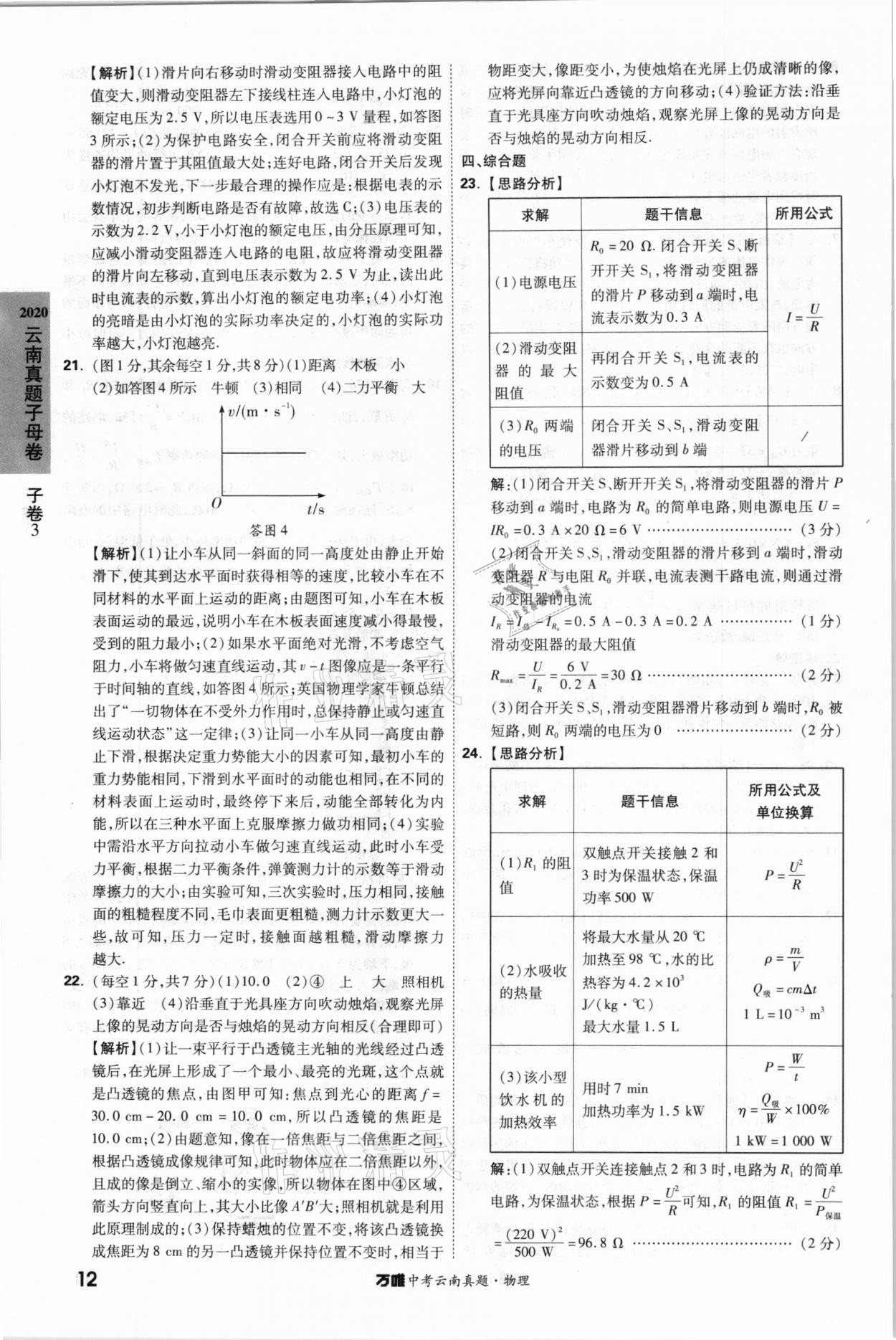 2021年萬唯中考云南真題物理 參考答案第12頁