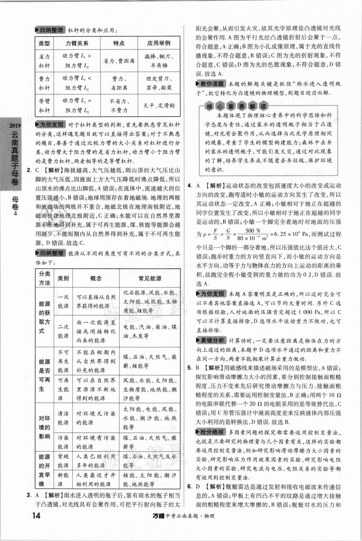 2021年萬唯中考云南真題物理 參考答案第14頁