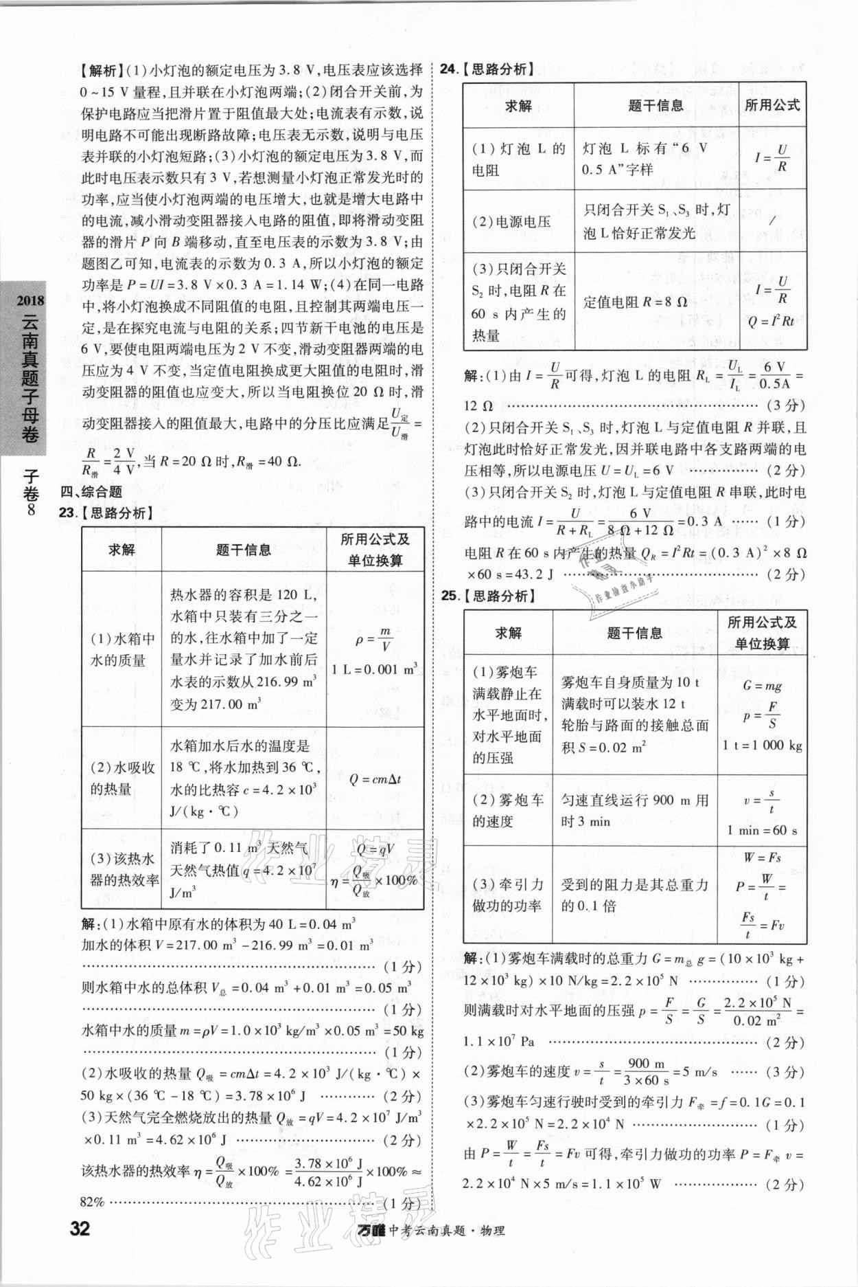 2021年萬唯中考云南真題物理 參考答案第32頁