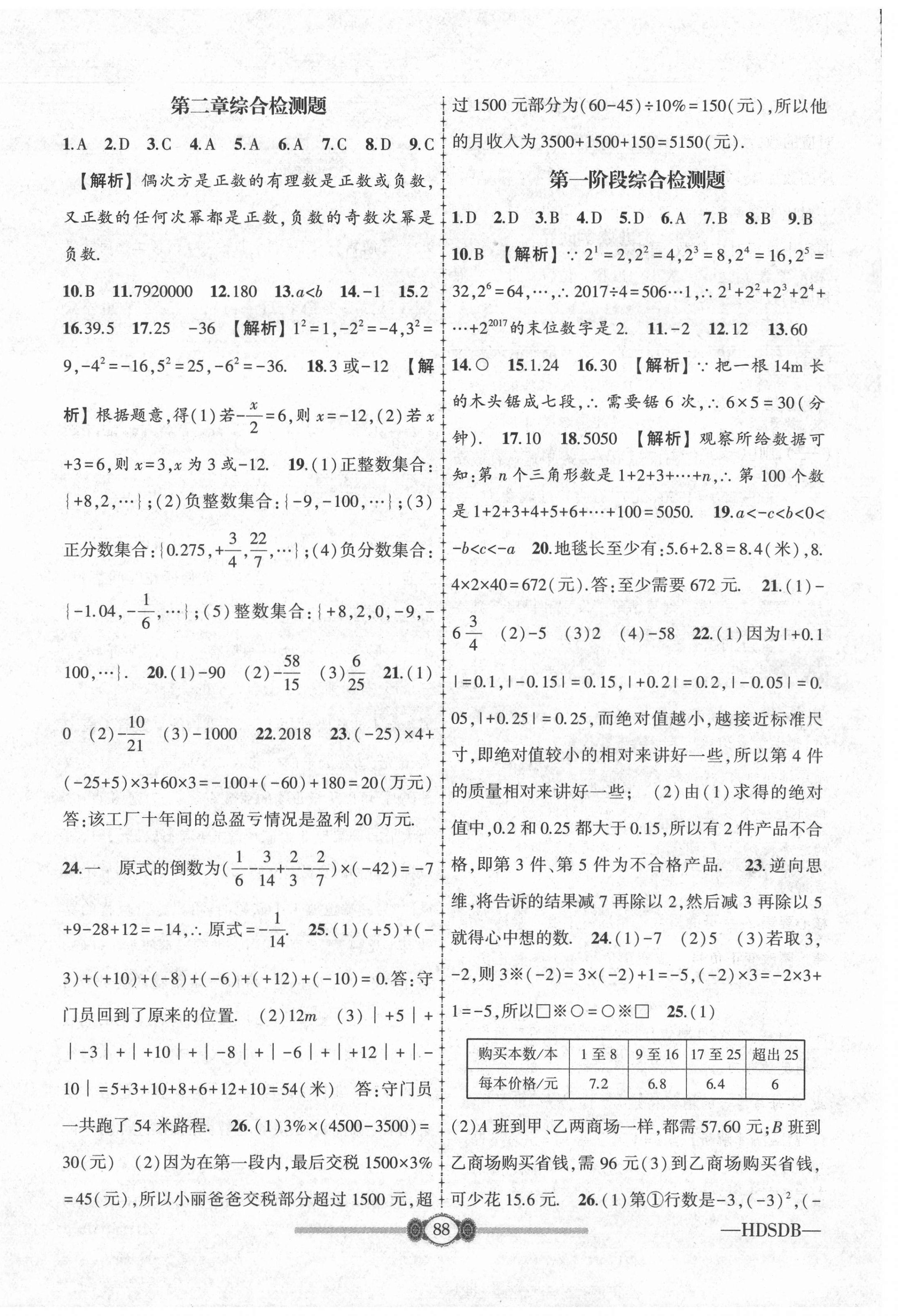 2020年金榜名卷必刷卷七年級數學上冊華師大版 第4頁