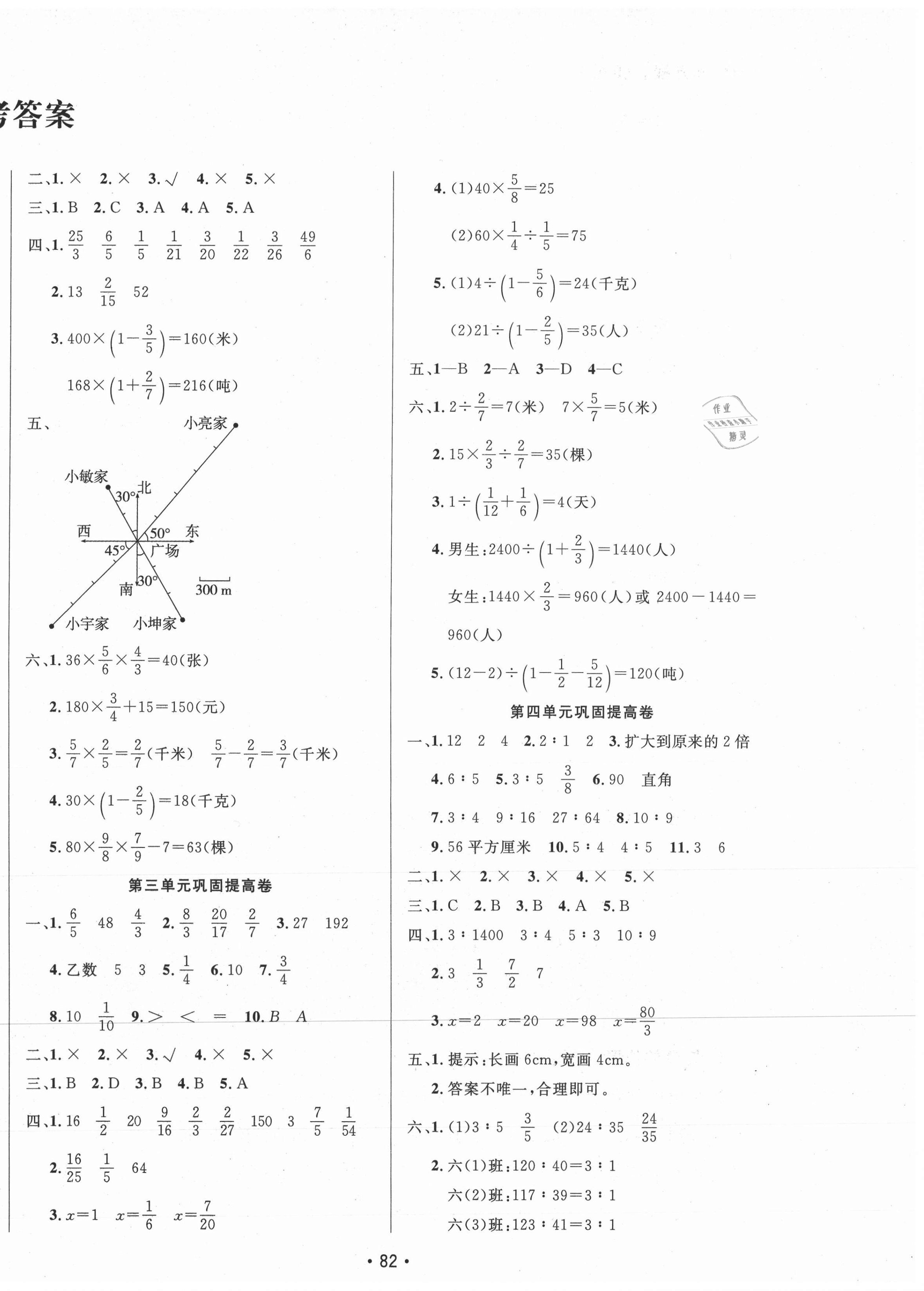 2020年三翼單元測試卷黃岡100分六年級數(shù)學(xué)上冊人教版 第2頁