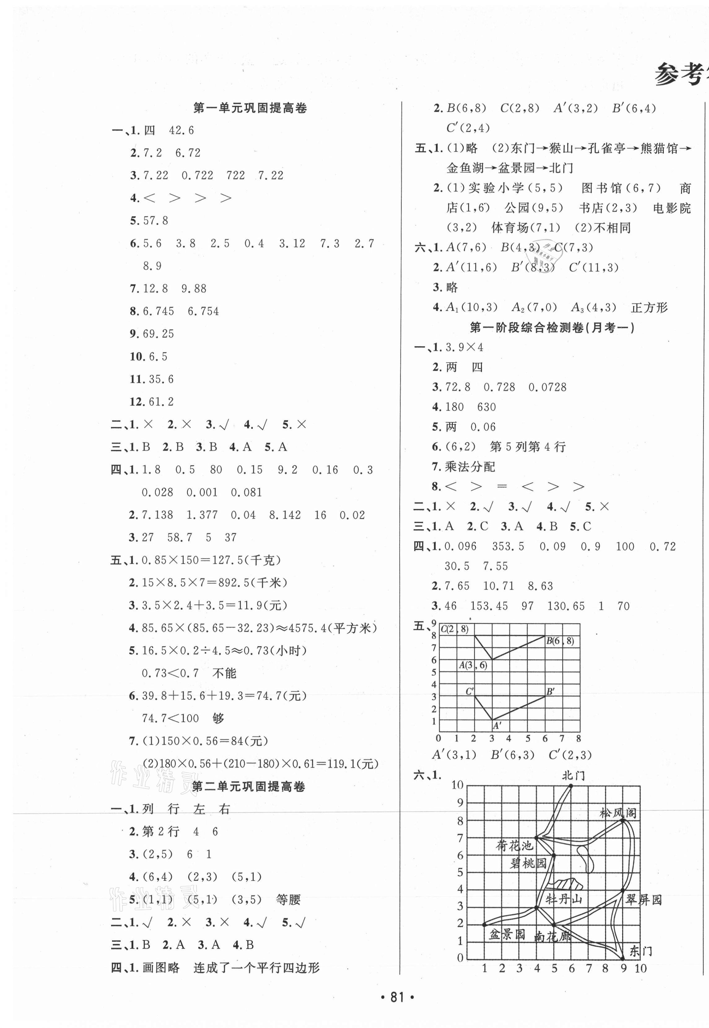 2020年三翼單元測試卷黃岡100分五年級數(shù)學上冊人教版 第1頁