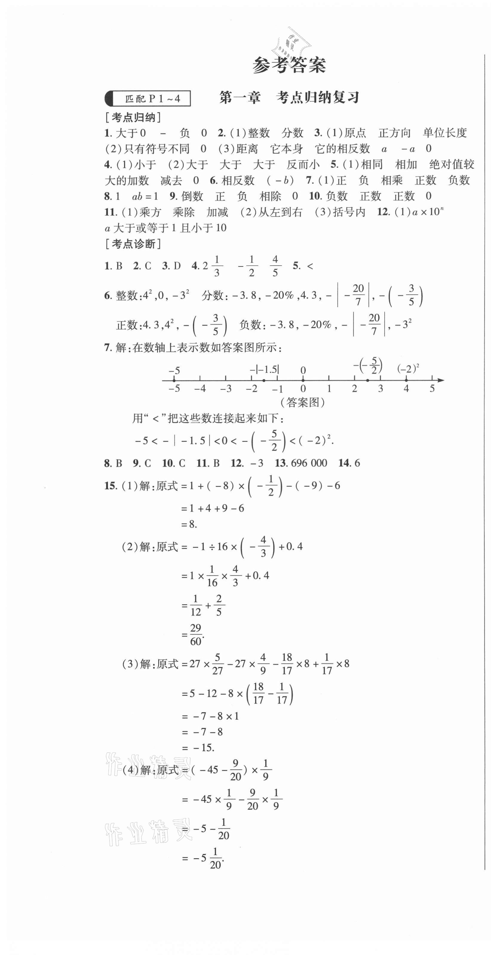 2020年狀元一卷通七年級數(shù)學(xué)上冊人教版 第1頁