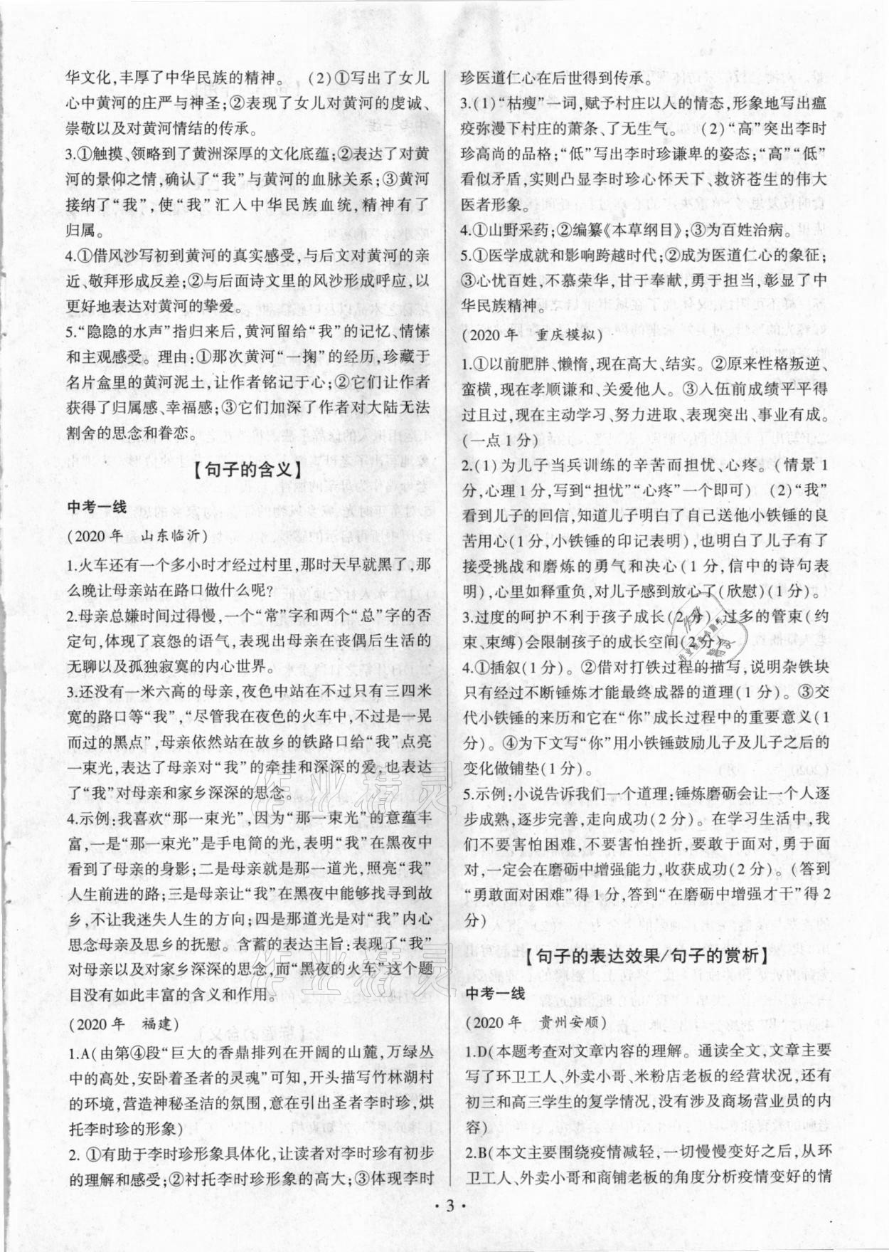 2020年新中考現代文考點閱讀解題模式一本通 第3頁