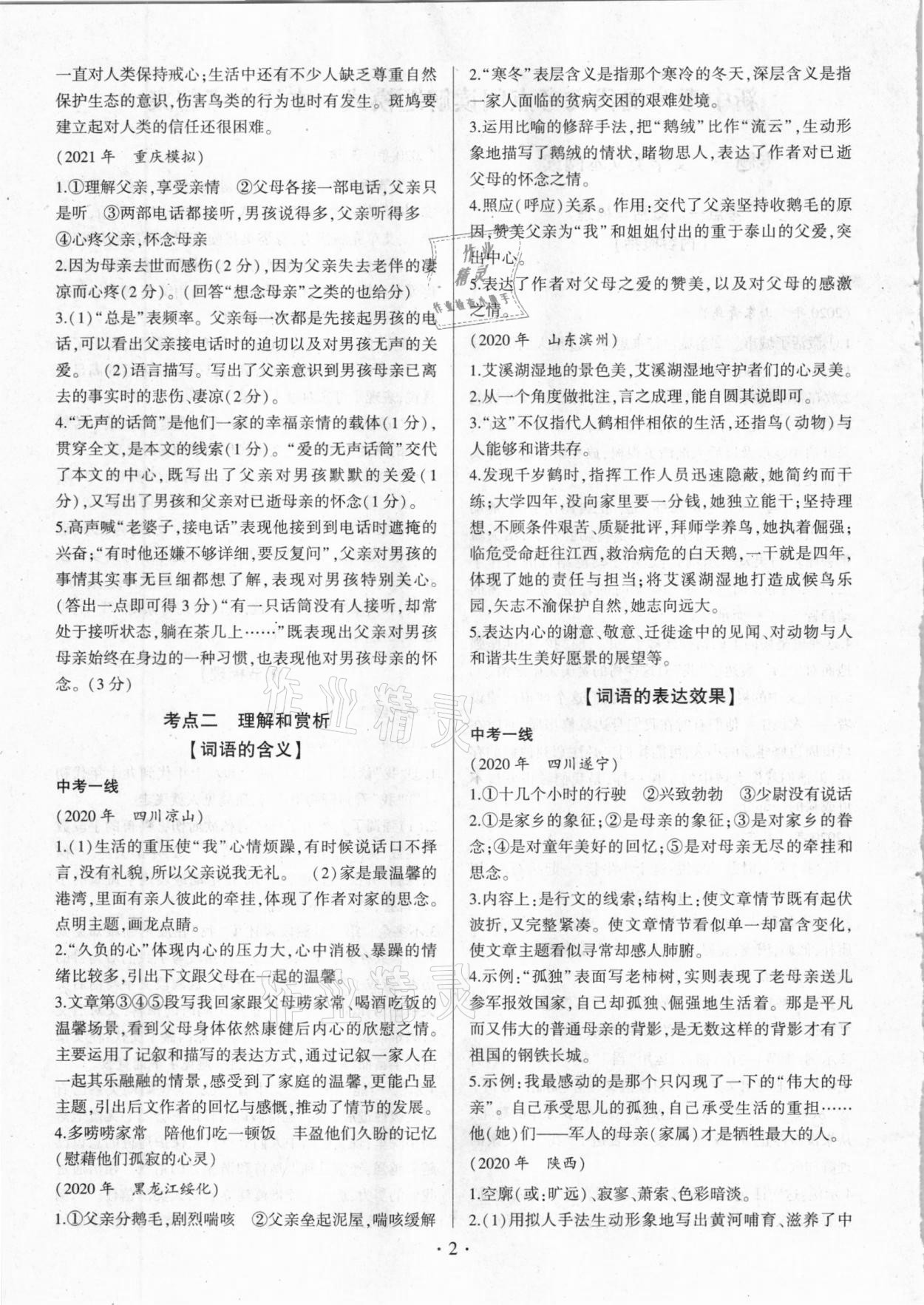 2020年新中考現代文考點閱讀解題模式一本通 第2頁