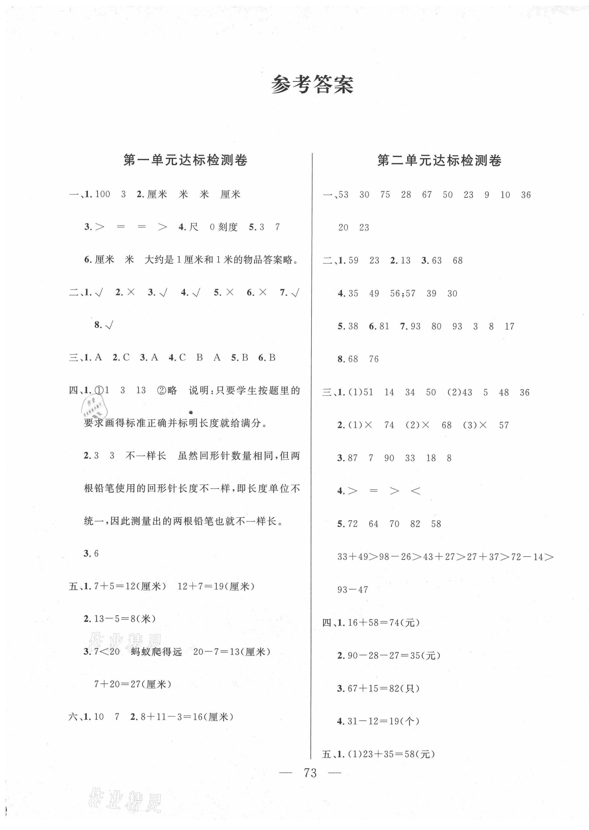 2020年齊鑫傳媒好成績1加1學(xué)習(xí)導(dǎo)航二年級數(shù)學(xué)上冊人教版 第1頁