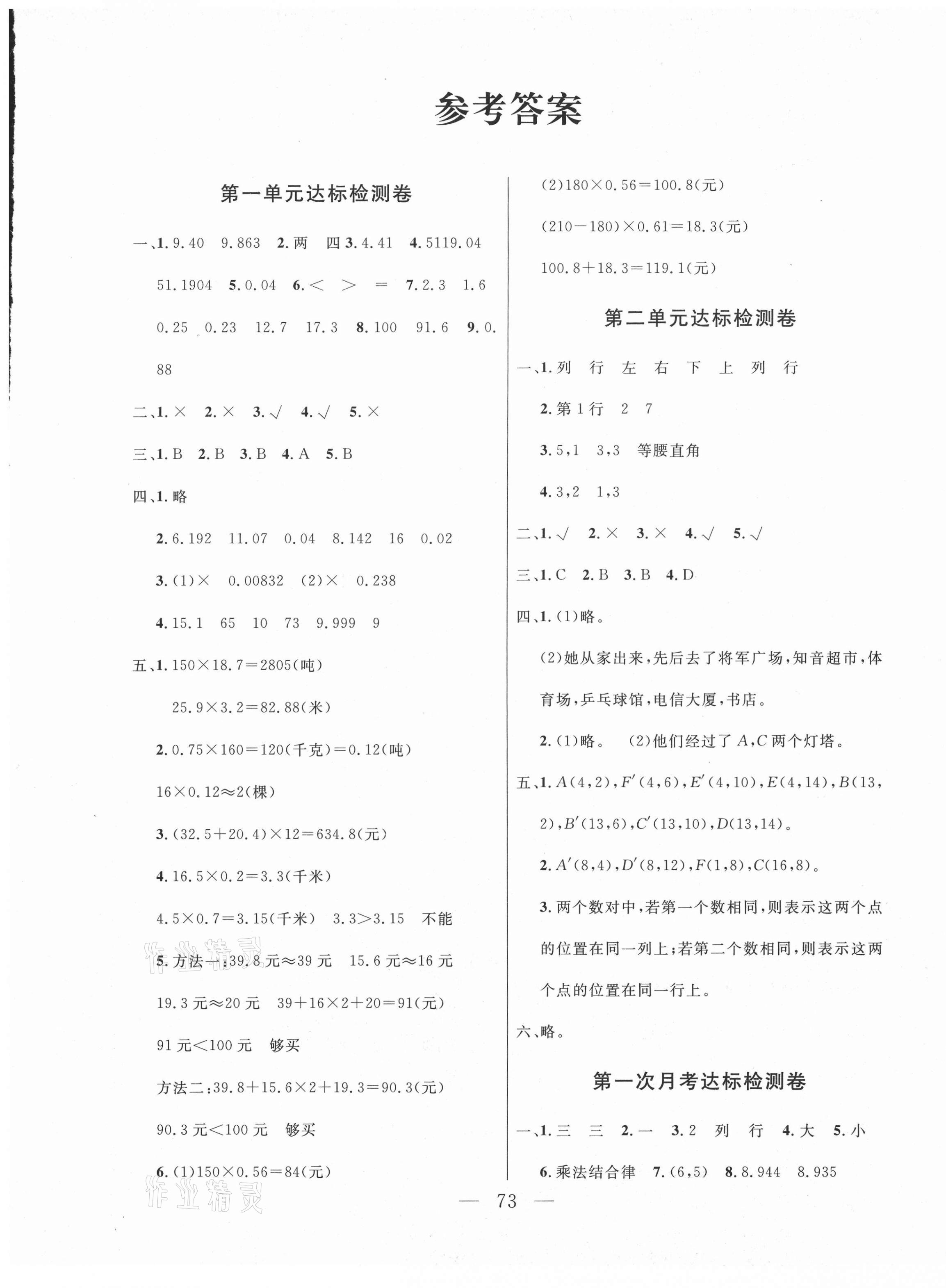 2020年齊鑫傳媒好成績1加1學(xué)習(xí)導(dǎo)航五年級數(shù)學(xué)上冊人教版 第1頁