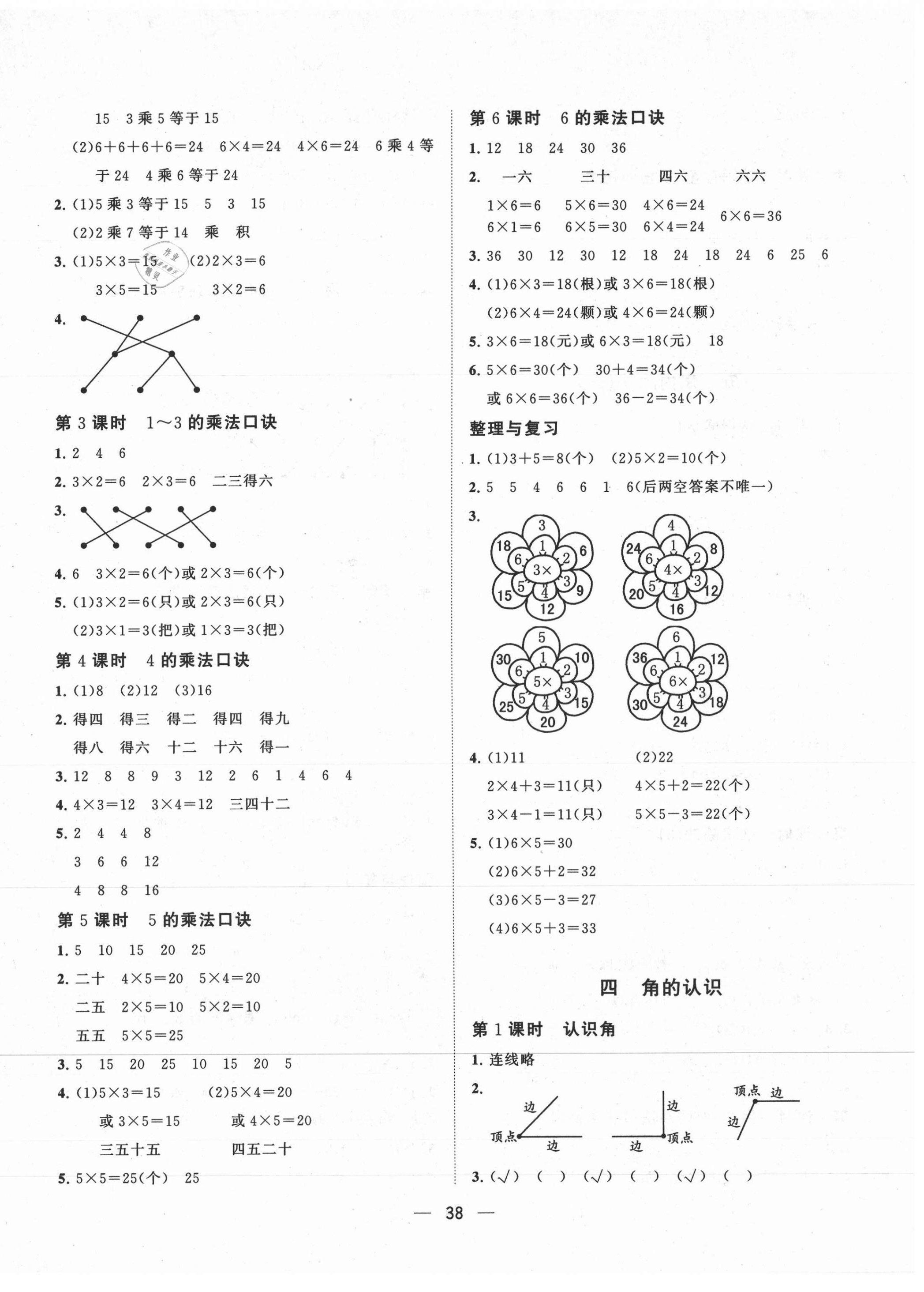 2020年課堂小作業(yè)二年級數(shù)學(xué)上冊冀教版 第2頁