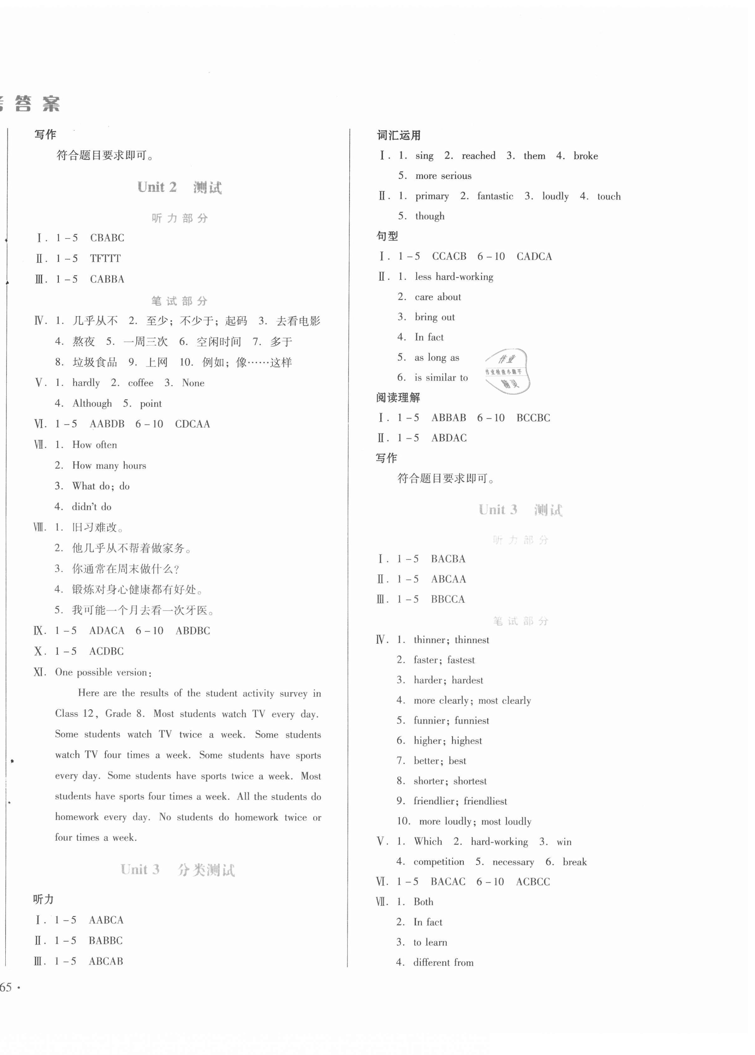 2020年中育1號金卷分類測試卷八年級英語上冊人教版 第2頁