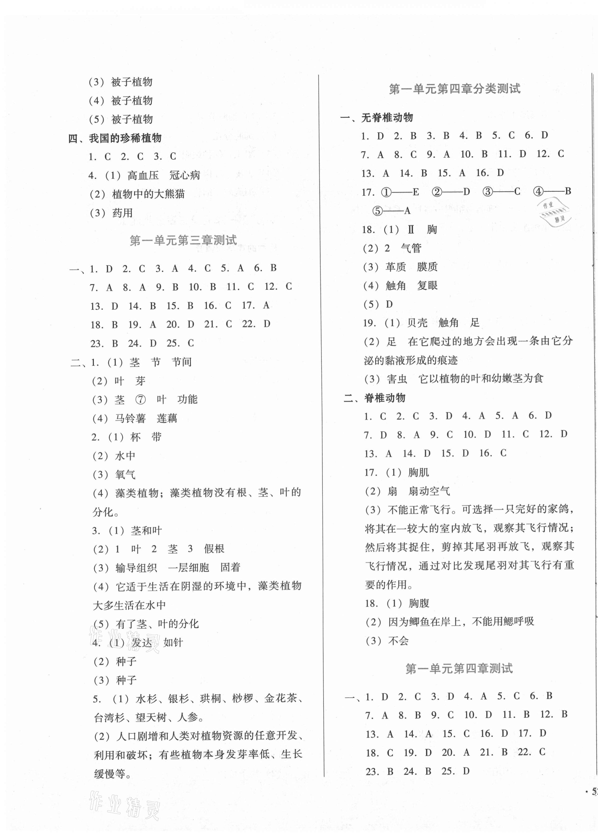 2020年中育1號金卷分類測試卷七年級生物學上冊冀少版 第3頁