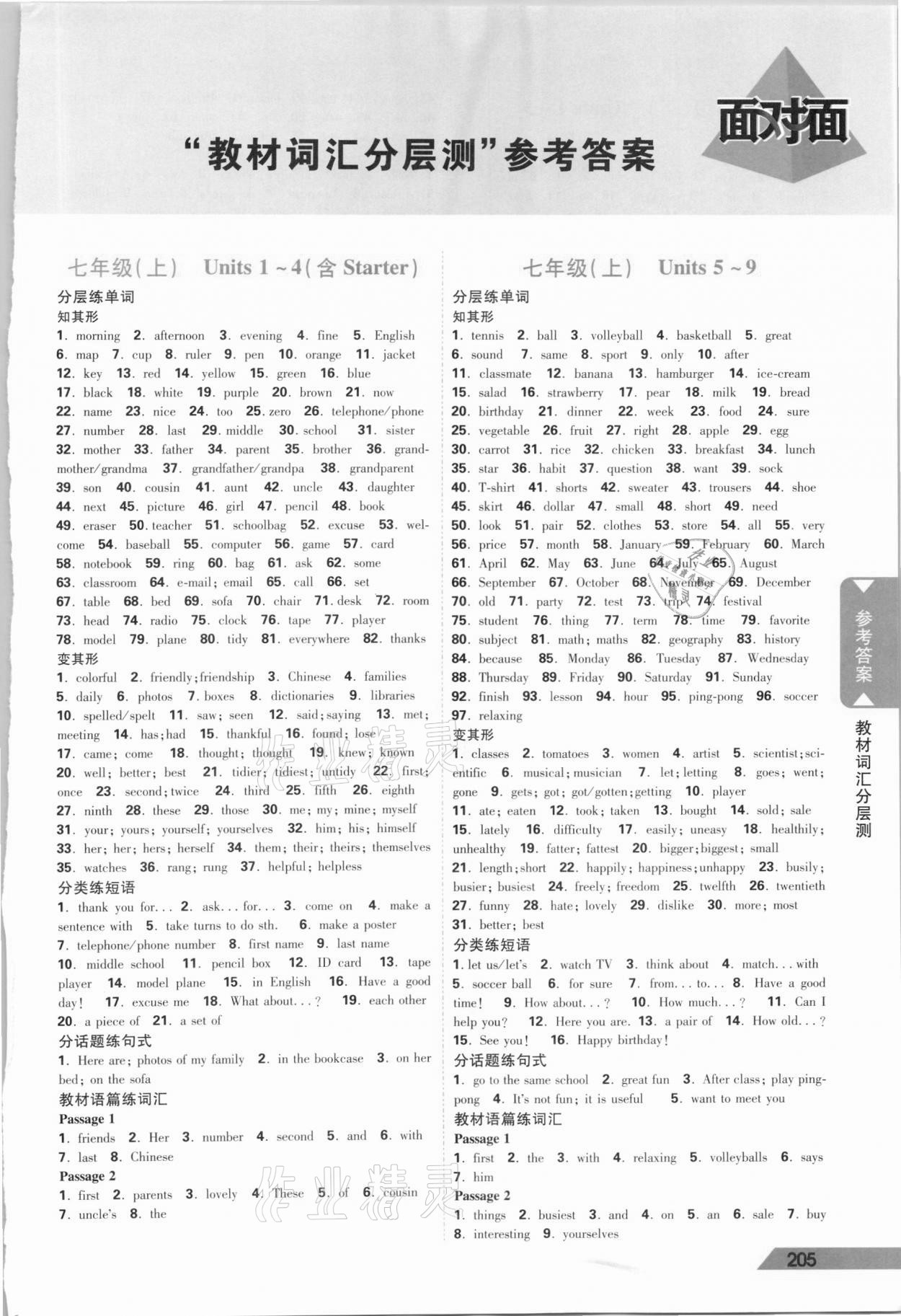 2021年河北中考面對(duì)面英語 參考答案第1頁