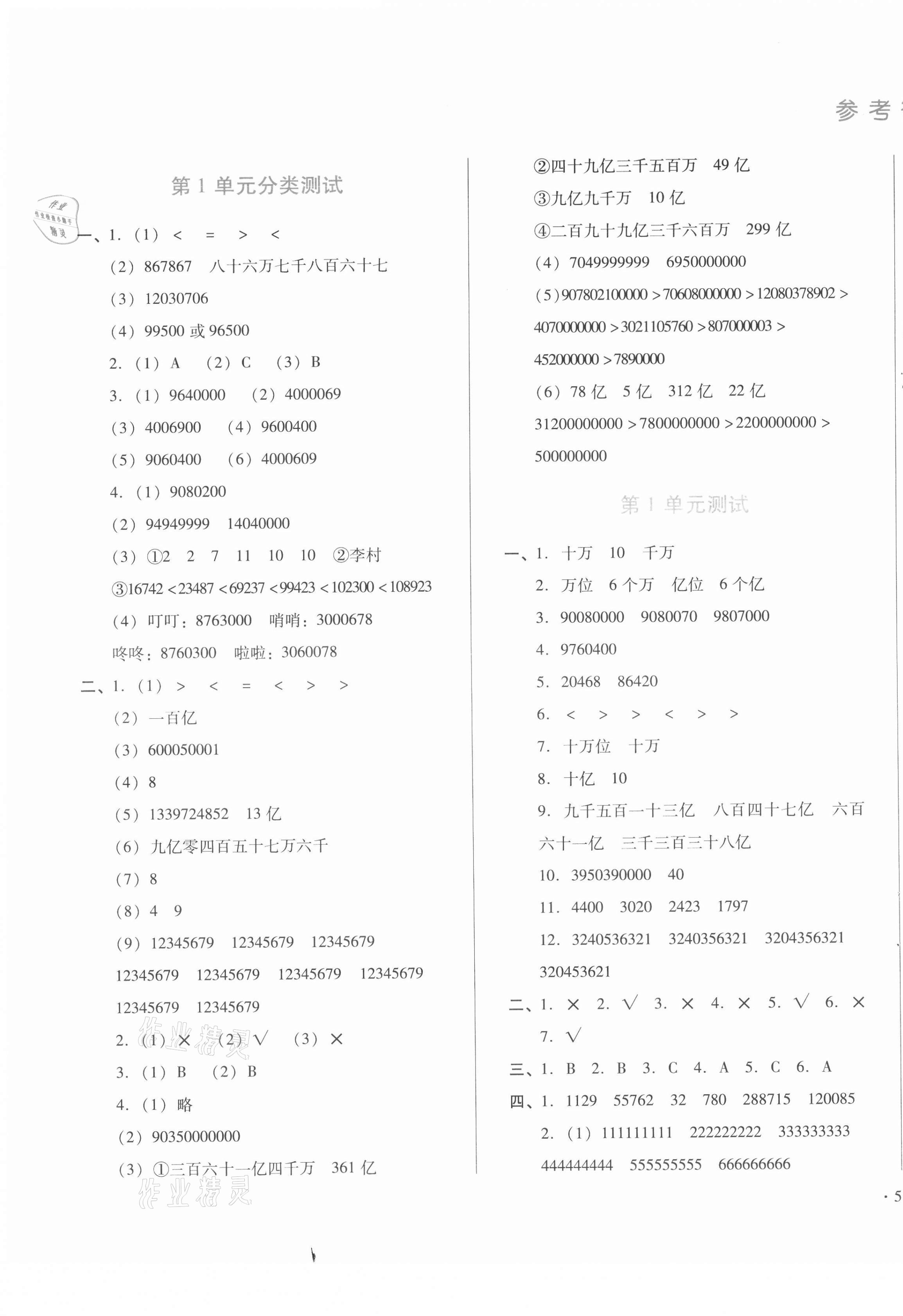 2020年中育1號金卷分類測試卷四年級數(shù)學(xué)上冊人教版 第1頁