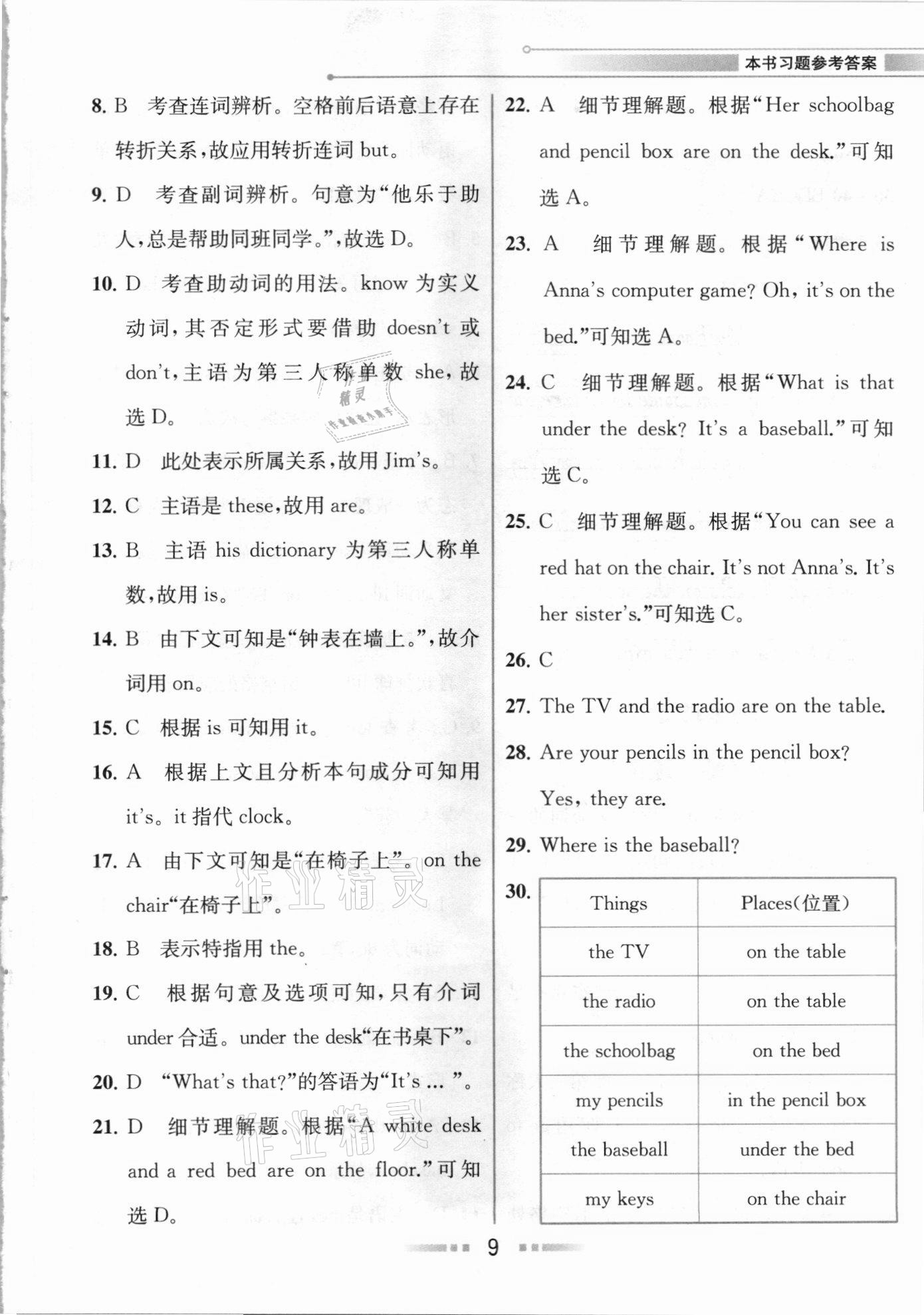 2020年教材解读七年级英语上册人教版 参考答案第8页