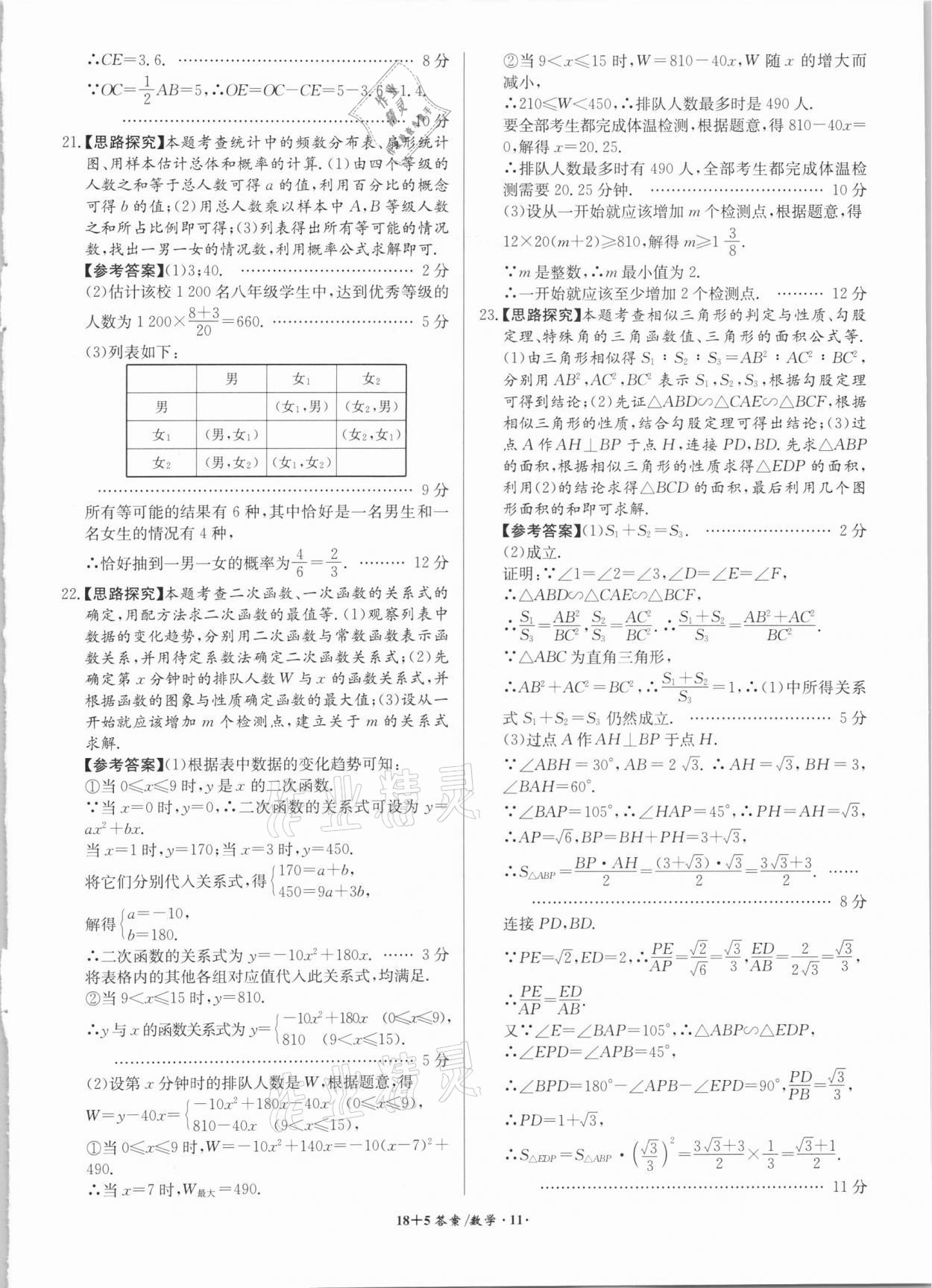 2021年木牘教育18+5安徽省中考試題精編數(shù)學(xué) 參考答案第11頁(yè)