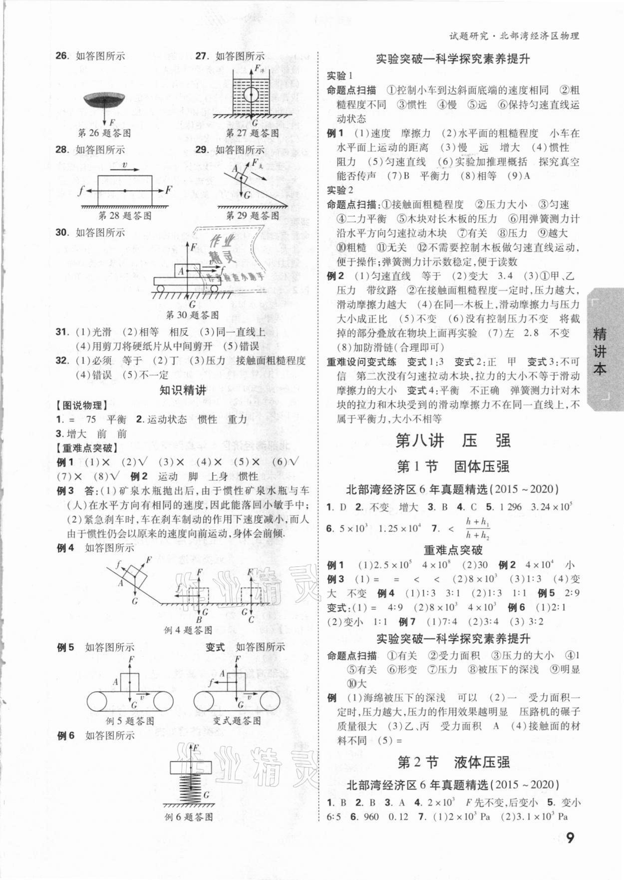 2021年萬唯中考試題研究物理北部灣專版 參考答案第8頁