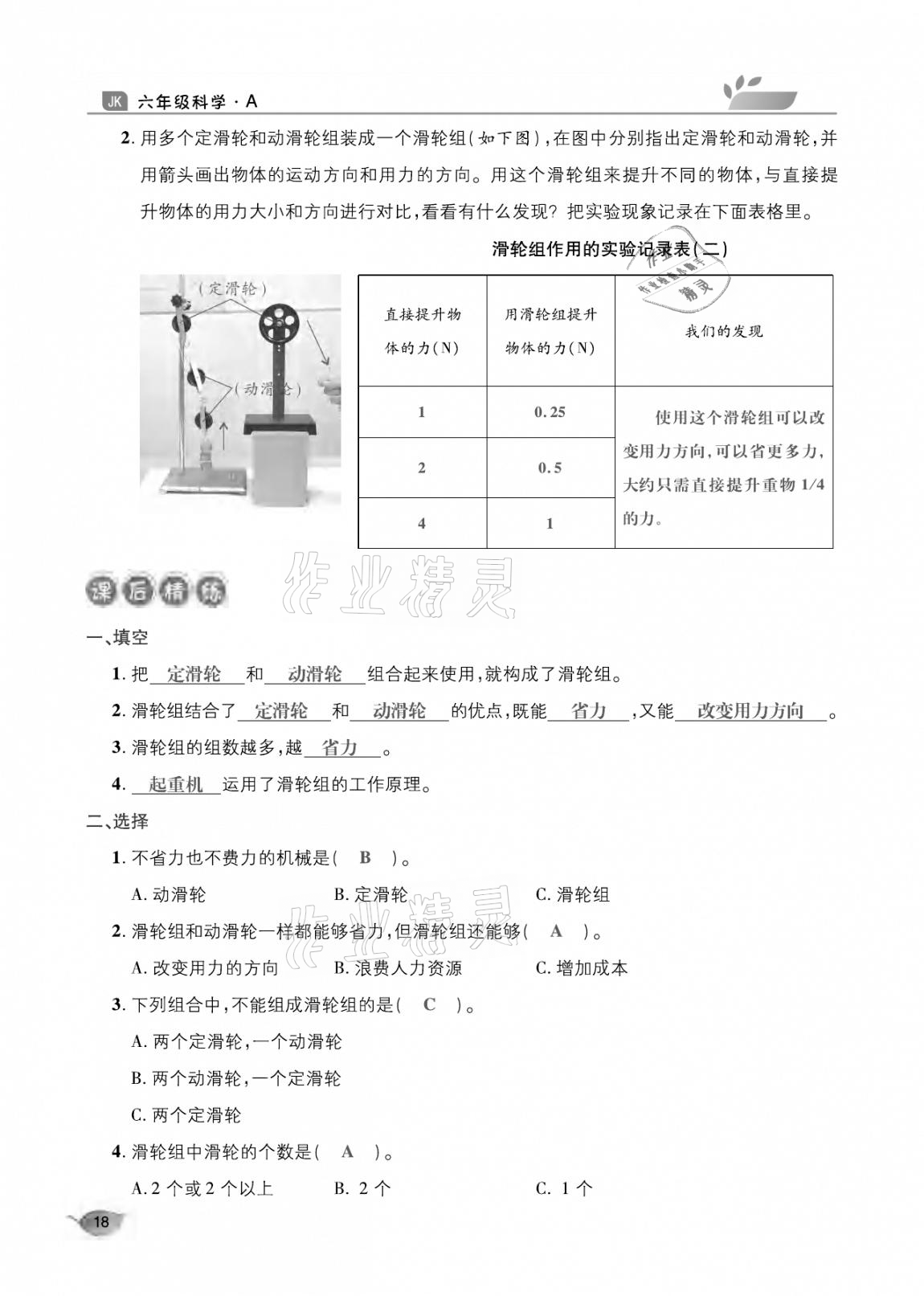 2020年玩轉(zhuǎn)科學(xué)六年級教科版 參考答案第18頁