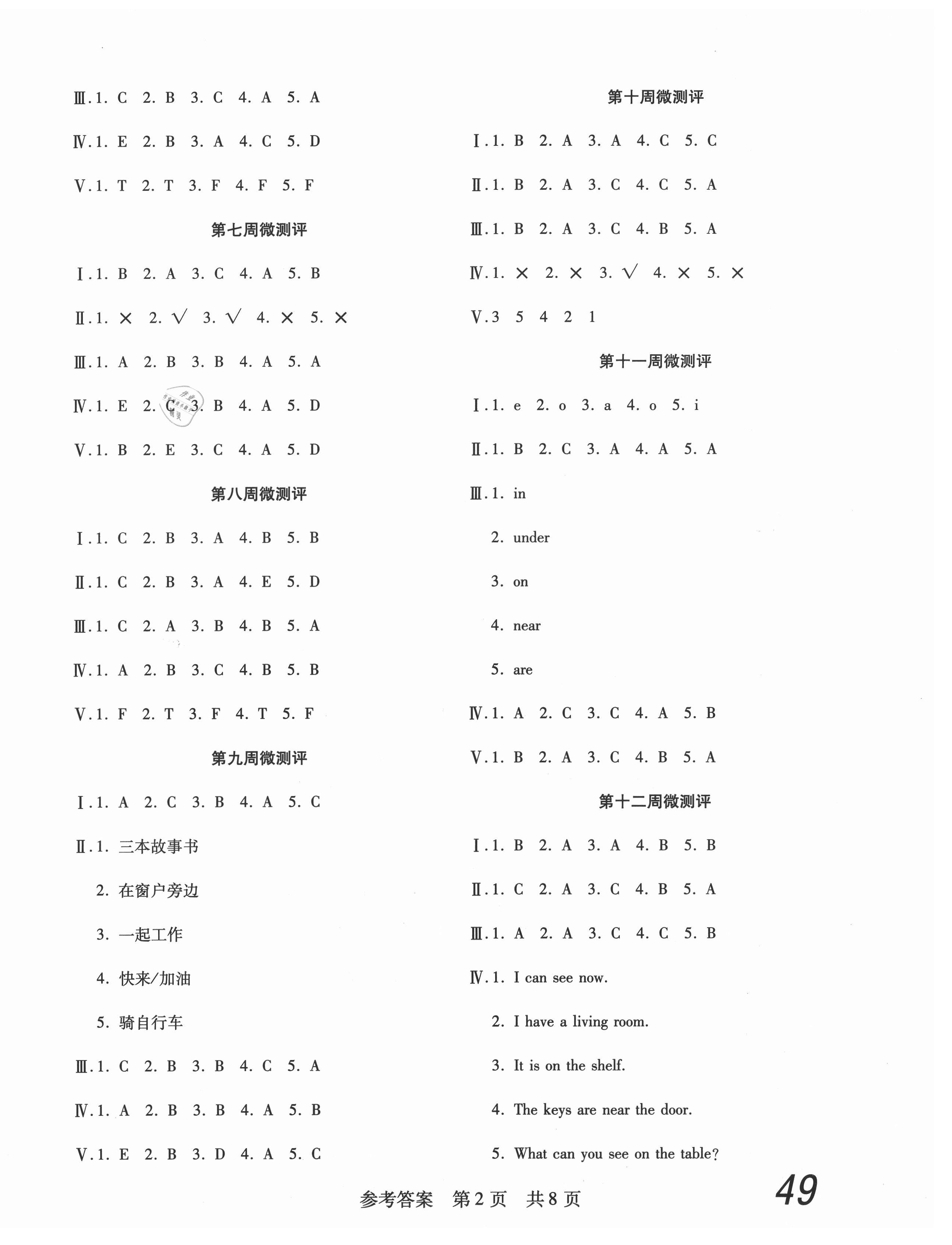 2020年一線調(diào)研學(xué)業(yè)測評(píng)四年級(jí)英語上冊人教版 第2頁