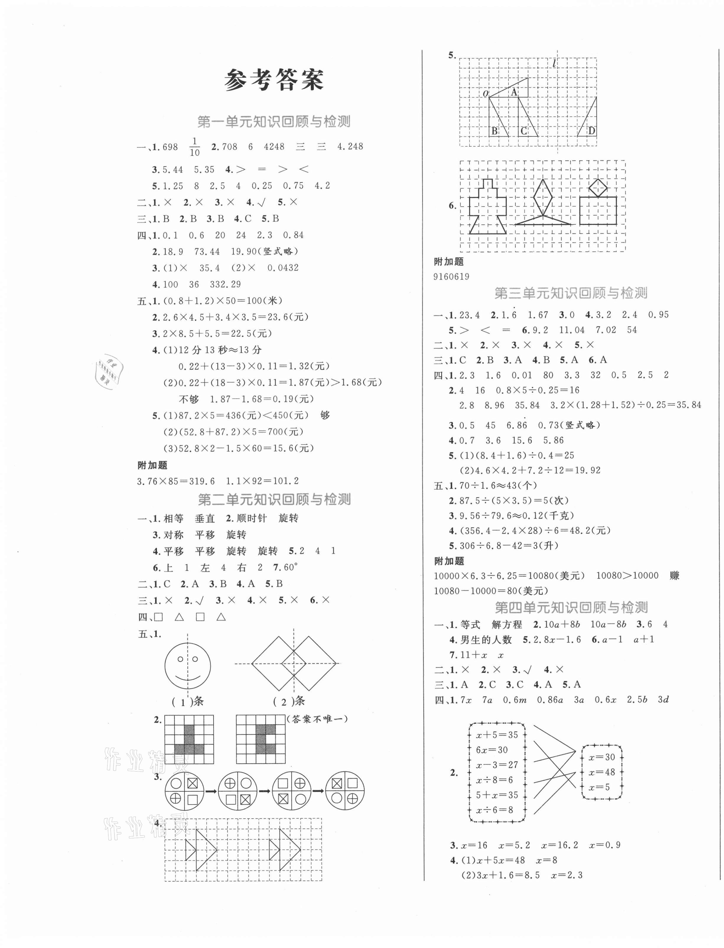 2020年黄冈名卷五年级数学上册青岛版 第1页