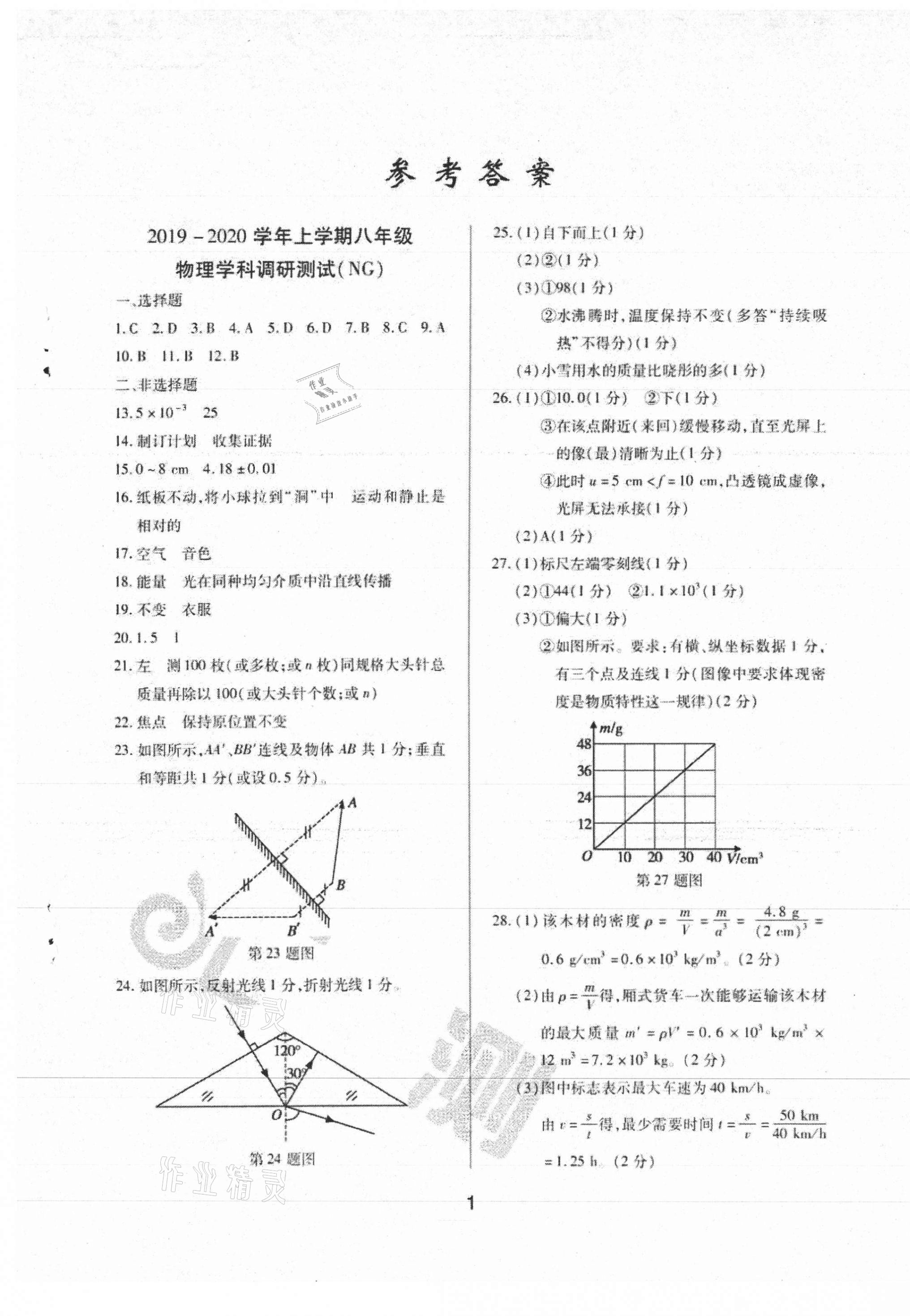 2020年匯測期末競優(yōu)初中物理八年級上冊教科版 第1頁