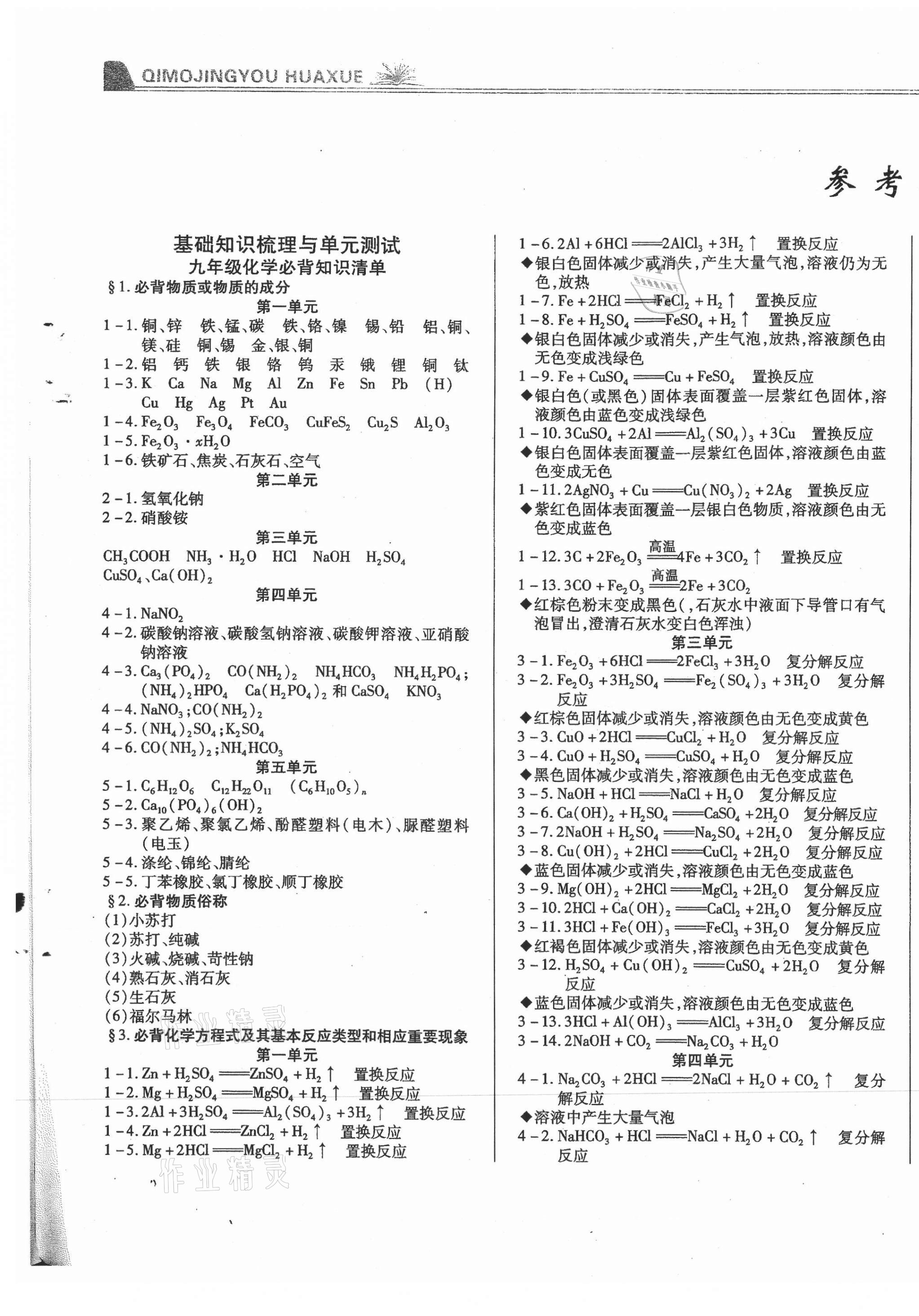 2020年汇测期末竞优初中化学九年级上册人教版54制 第1页