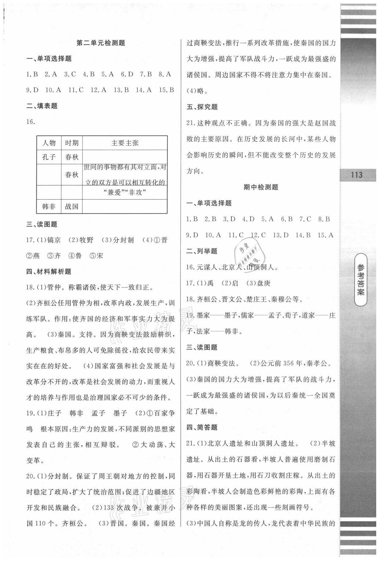2020年課堂達標測試七年級歷史上冊人教版 第7頁