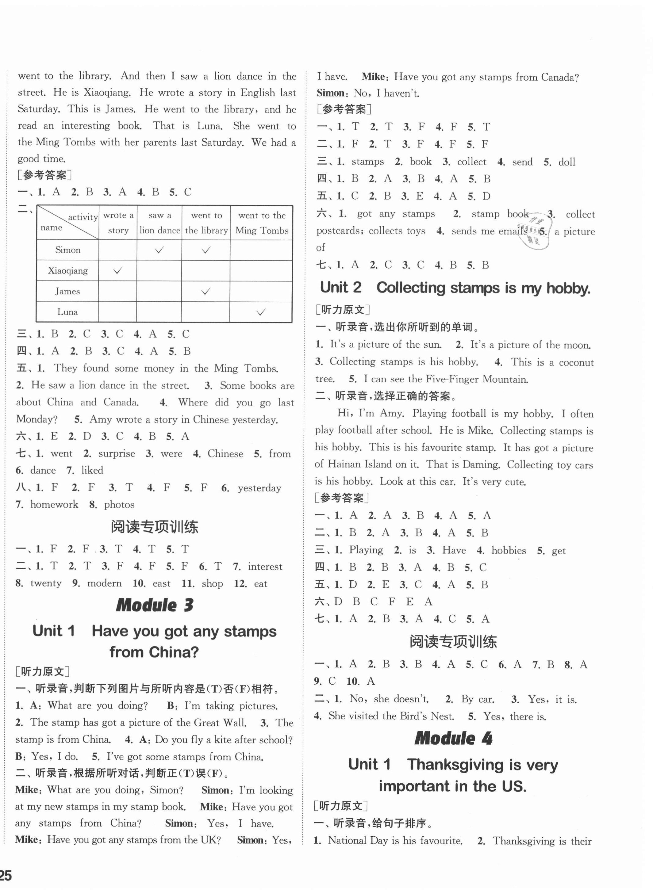 2020年通城學(xué)典課時(shí)作業(yè)本六年級英語上冊外研版1年級起 參考答案第2頁