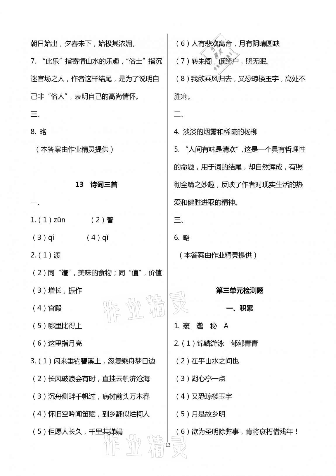 2020年同步课时精练九年级语文全一册人教版 第13页