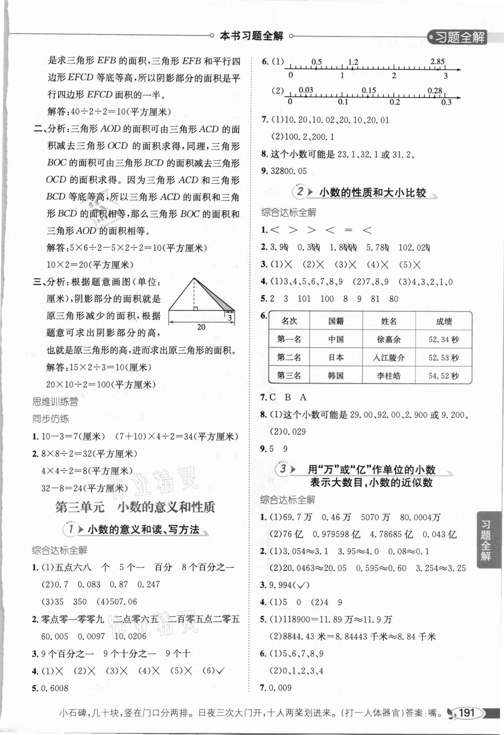 2020年小学教材全解五年级数学上册苏教版 参考答案第4页