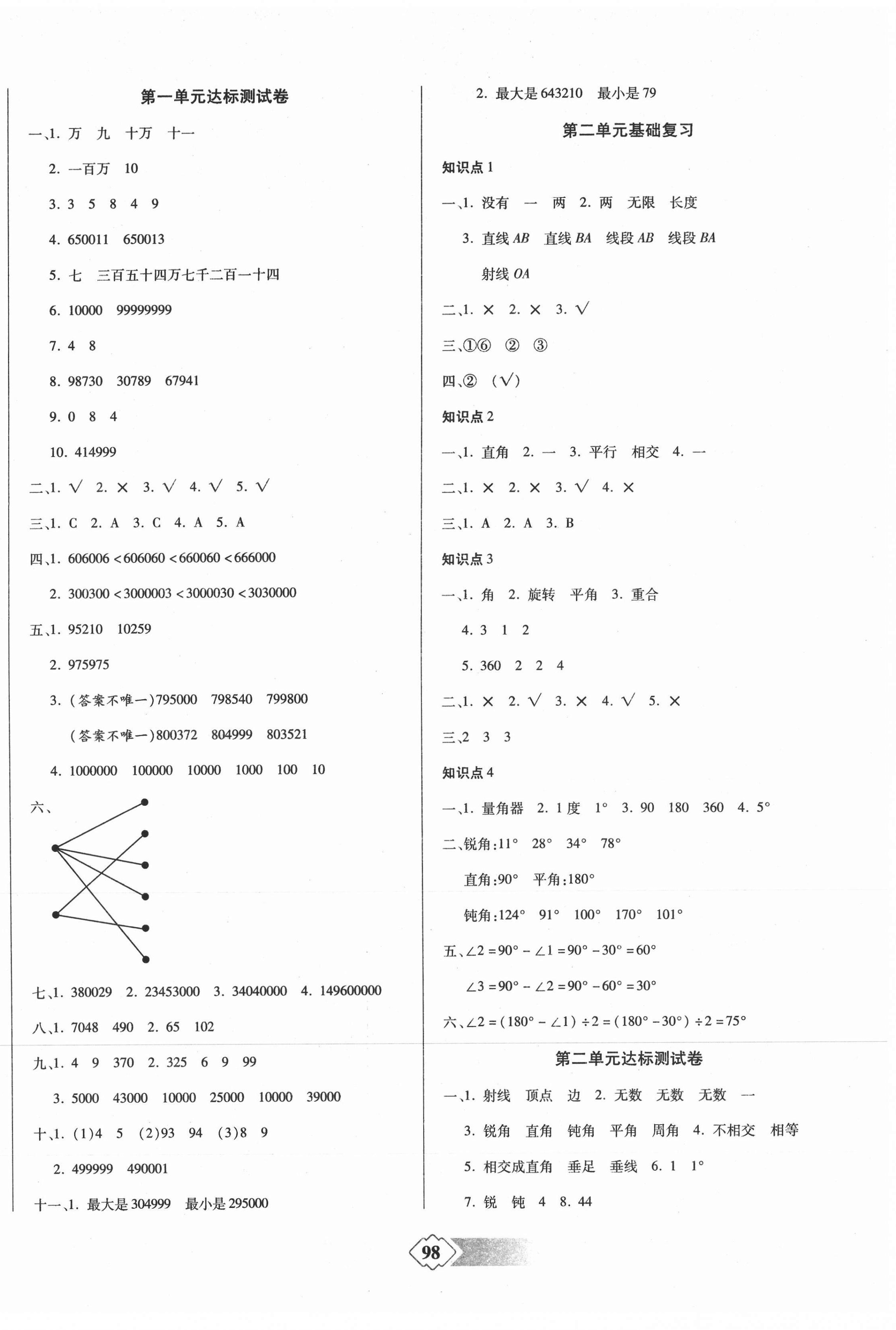 2020年提煉知識點(diǎn)師大測評卷四年級數(shù)學(xué)上冊北師大版 第2頁