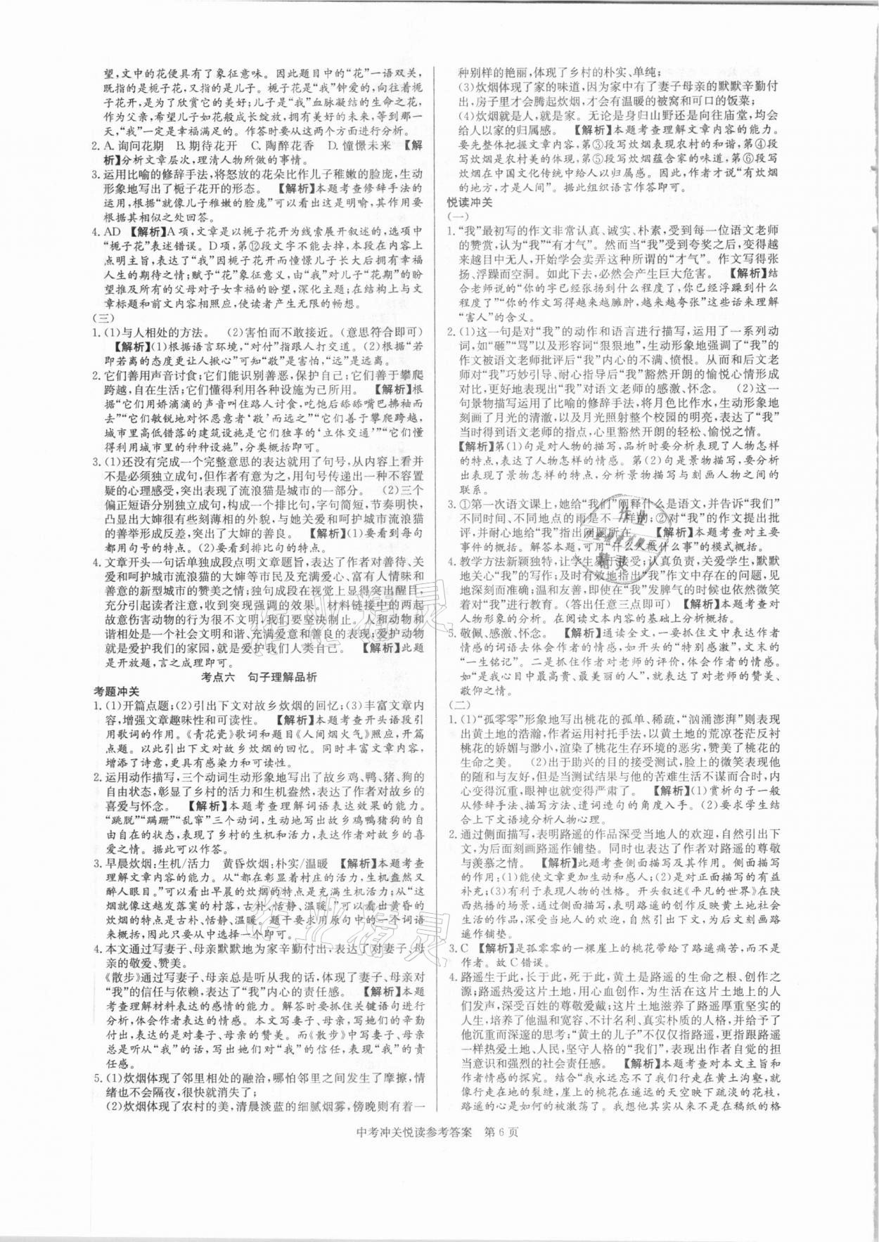 2020年现代文阅读秘籍冲关悦读中考版人教版&nbsp;第6页