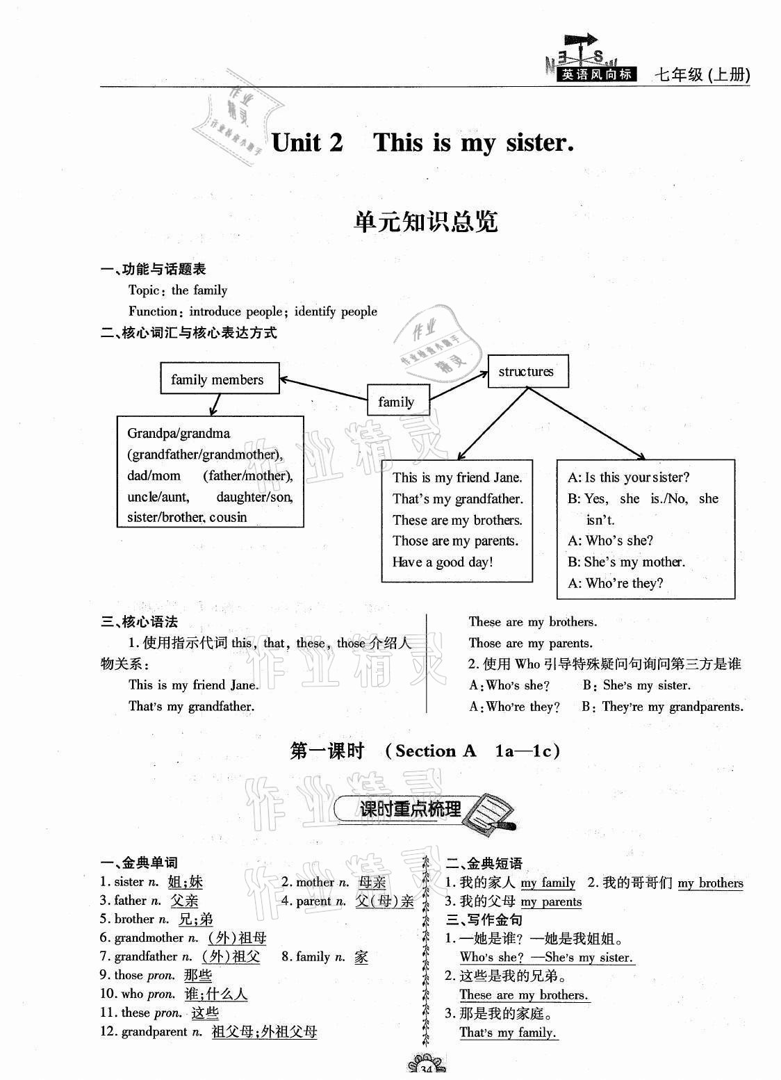 2020年英語風(fēng)向標(biāo)七年級上冊人教版蓉城專版 參考答案第34頁