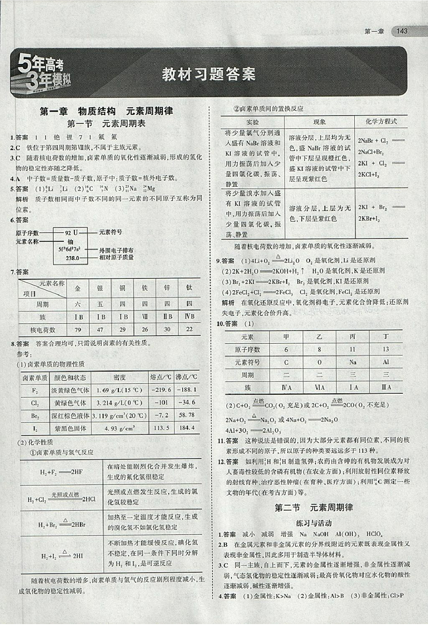 课本高中化学必修2人教版 第1页