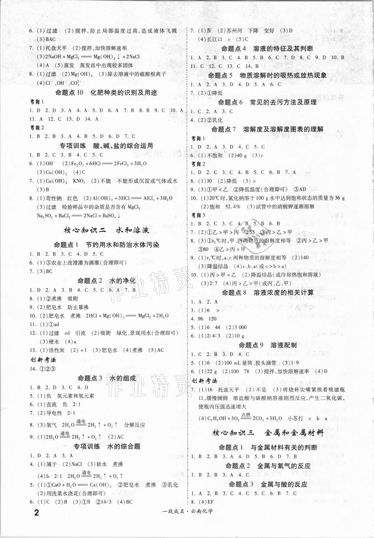 2021年一战成名云南中考考前新方案化学A精练册 第2页