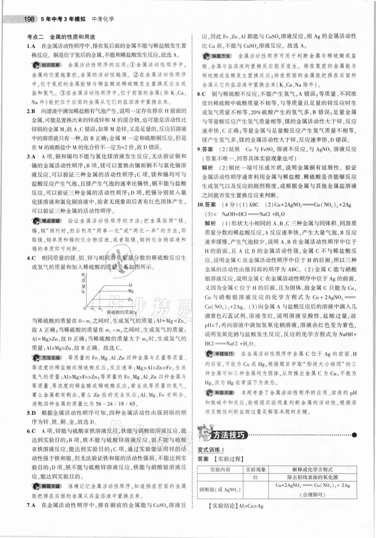 2021年5年中考3年模擬中考化學(xué)河北專用 參考答案第14頁