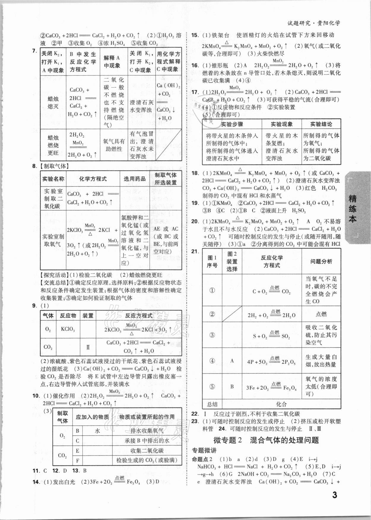 2021年万唯中考试题研究化学贵阳专版 参考答案第2页