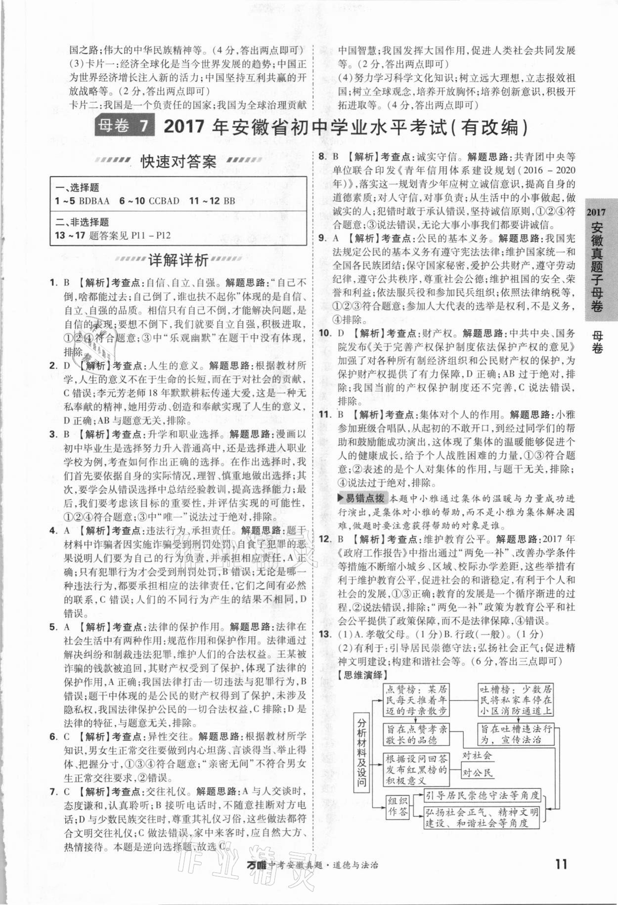 2021年萬唯中考安徽真題道德與法治 第11頁(yè)