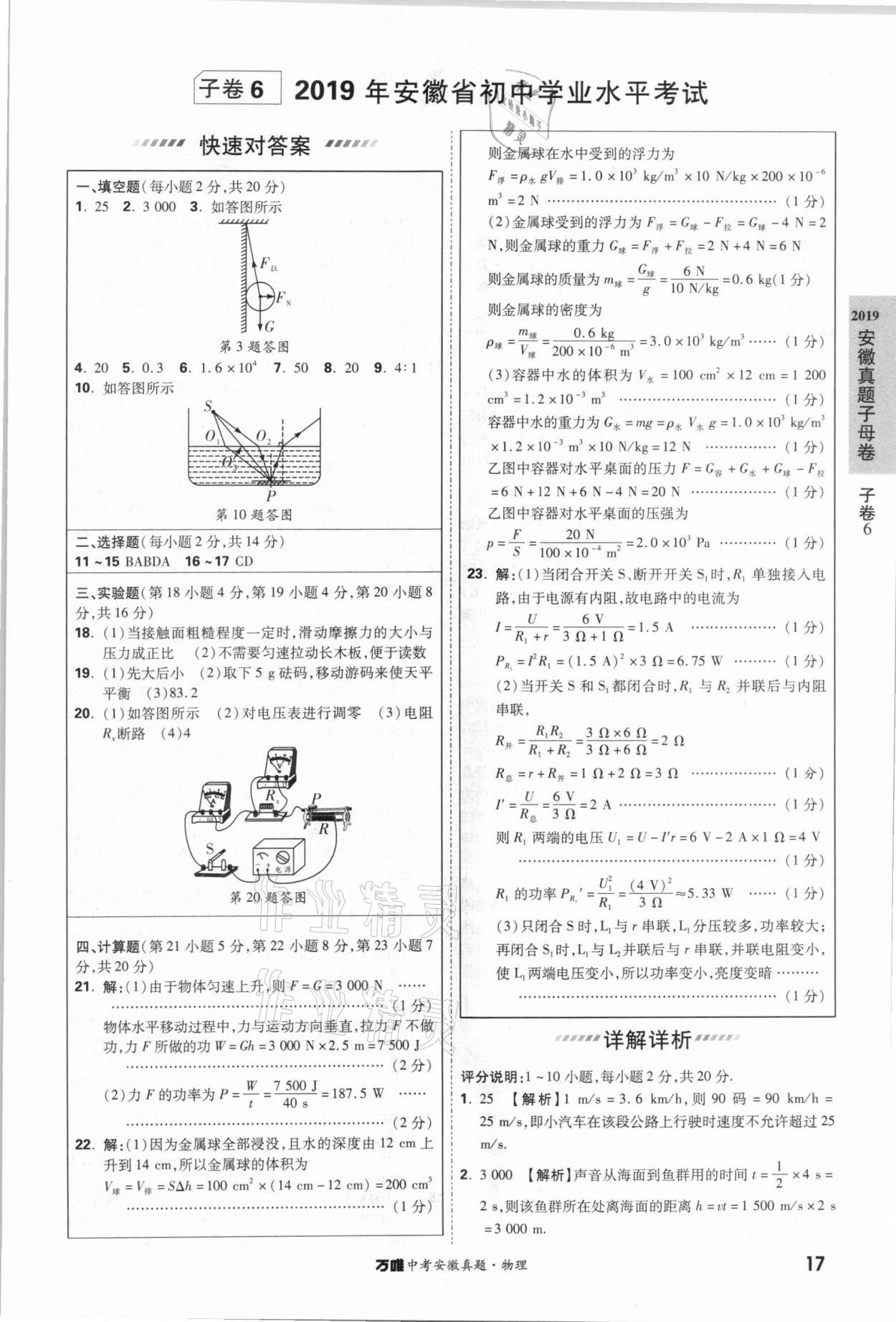 2021年萬唯中考安徽真題物理 第17頁