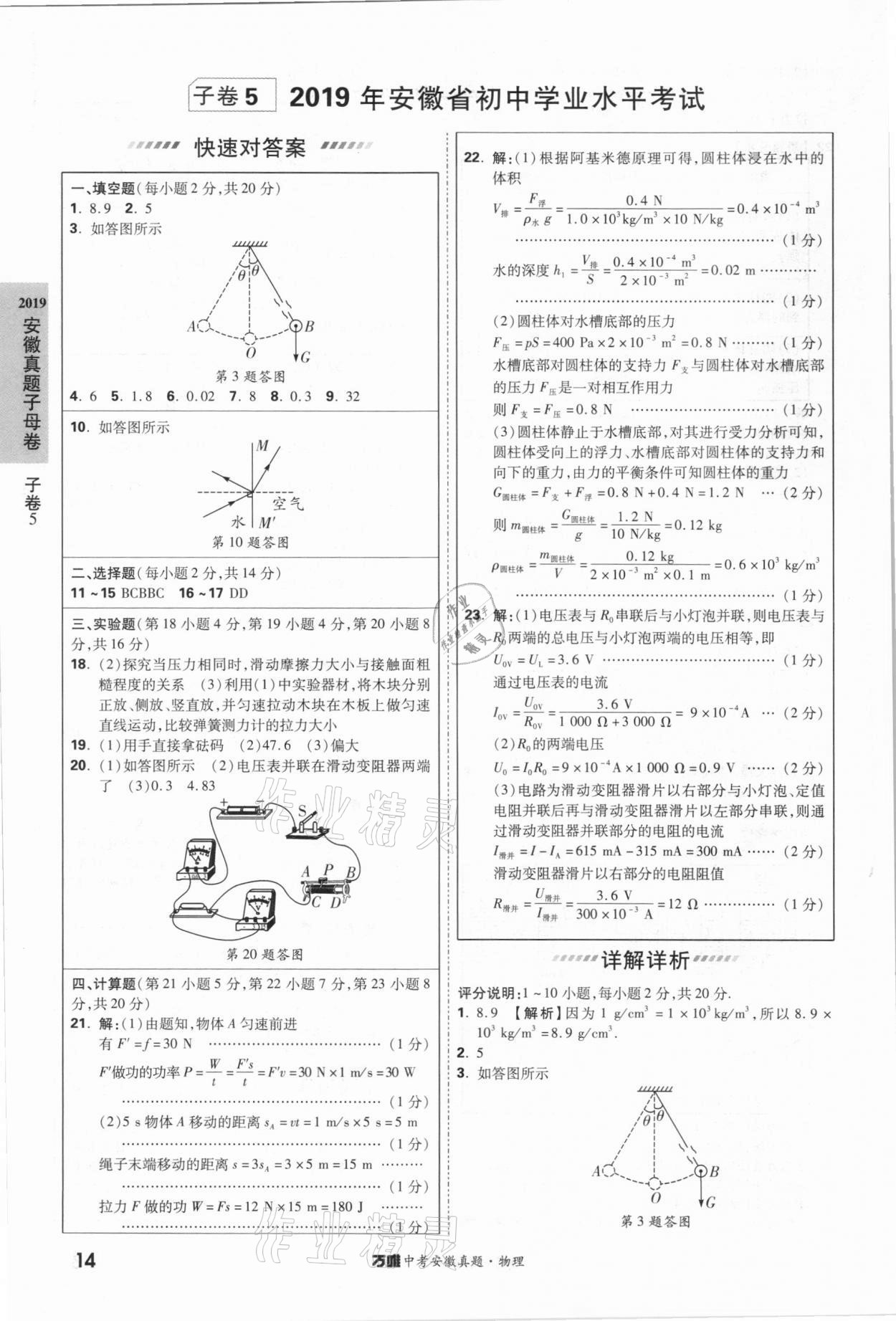 2021年萬唯中考安徽真題物理 第14頁