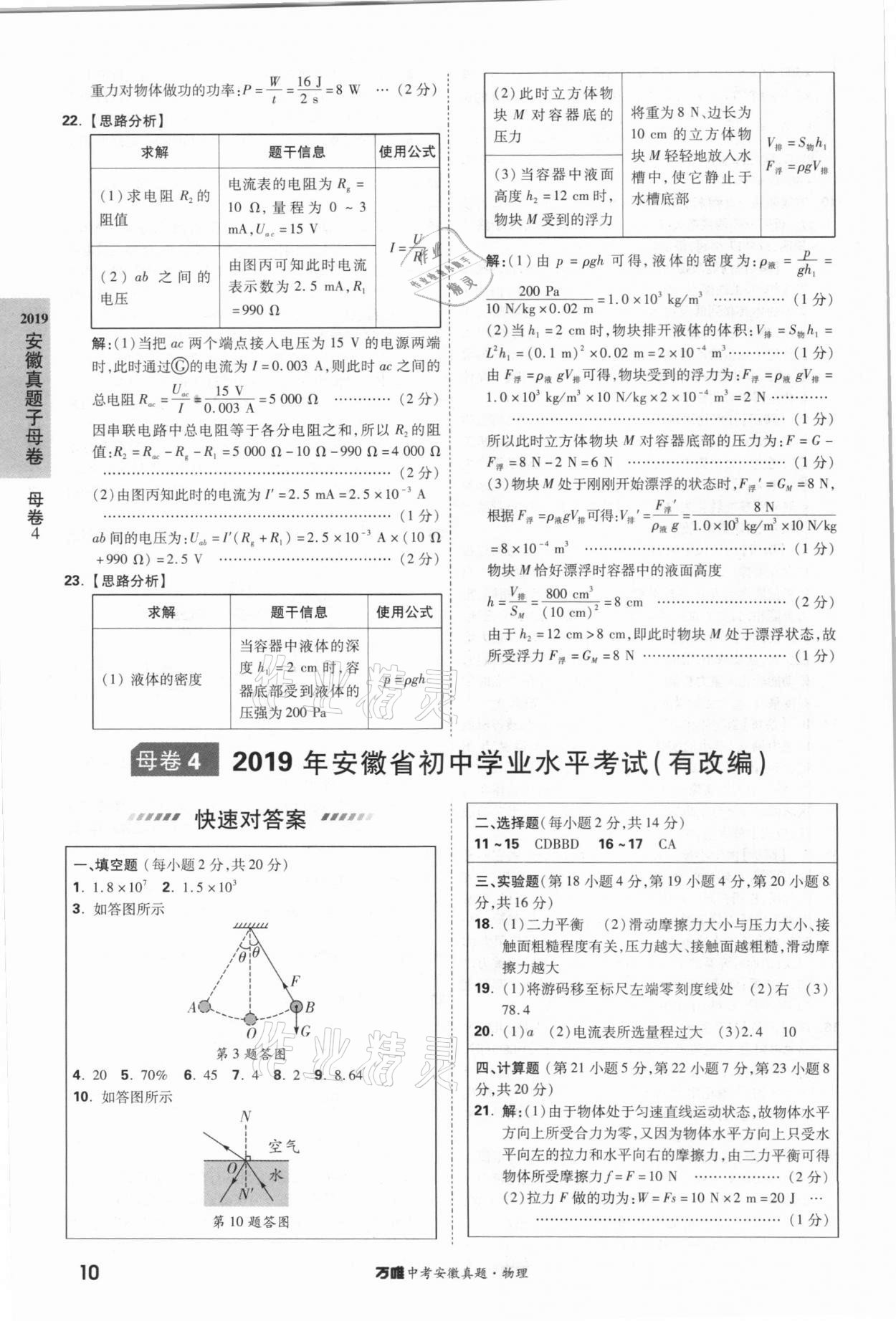 2021年萬唯中考安徽真題物理 第10頁