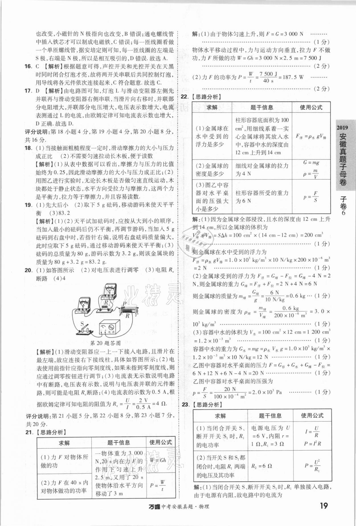 2021年萬唯中考安徽真題物理 第19頁