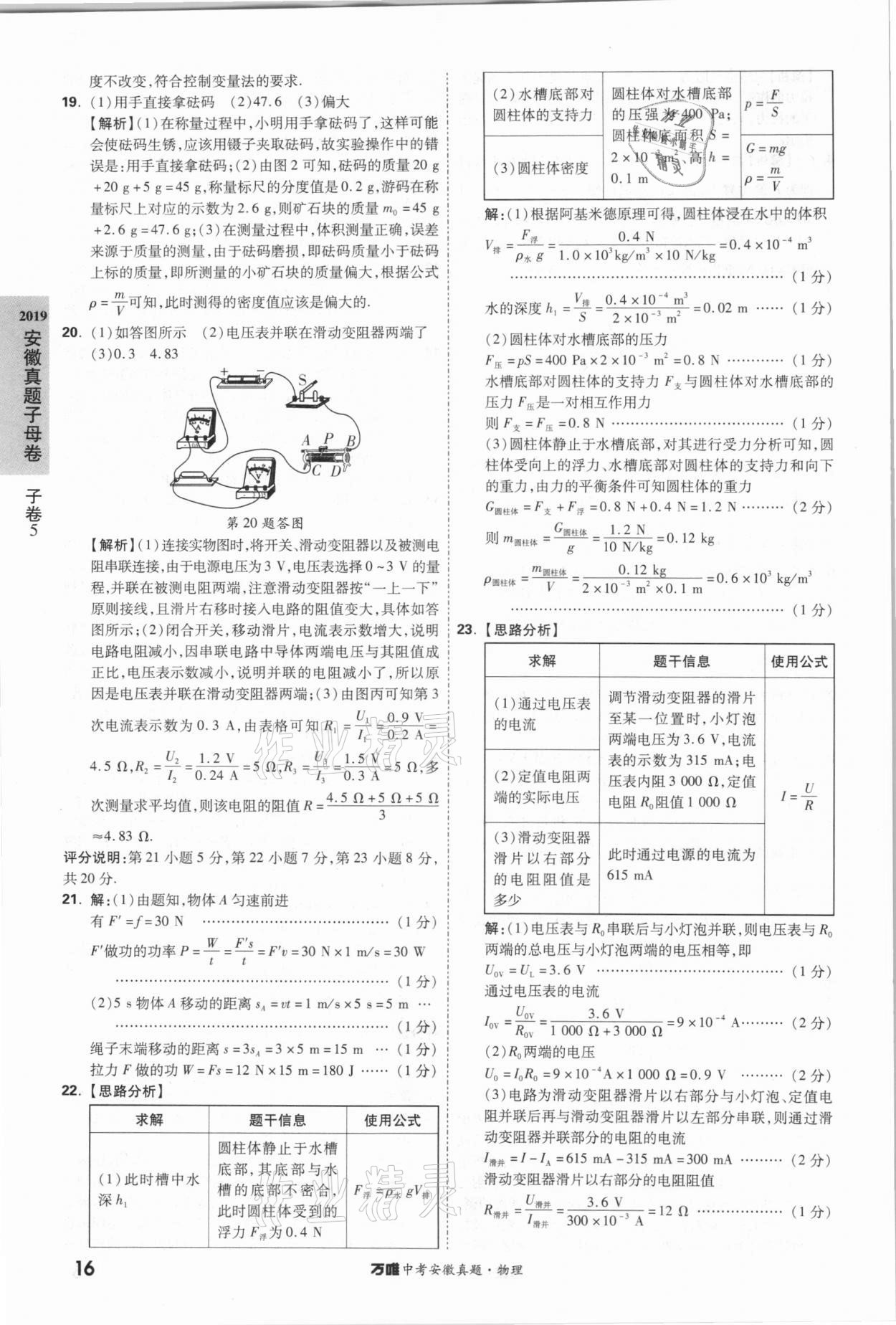 2021年萬唯中考安徽真題物理 第16頁