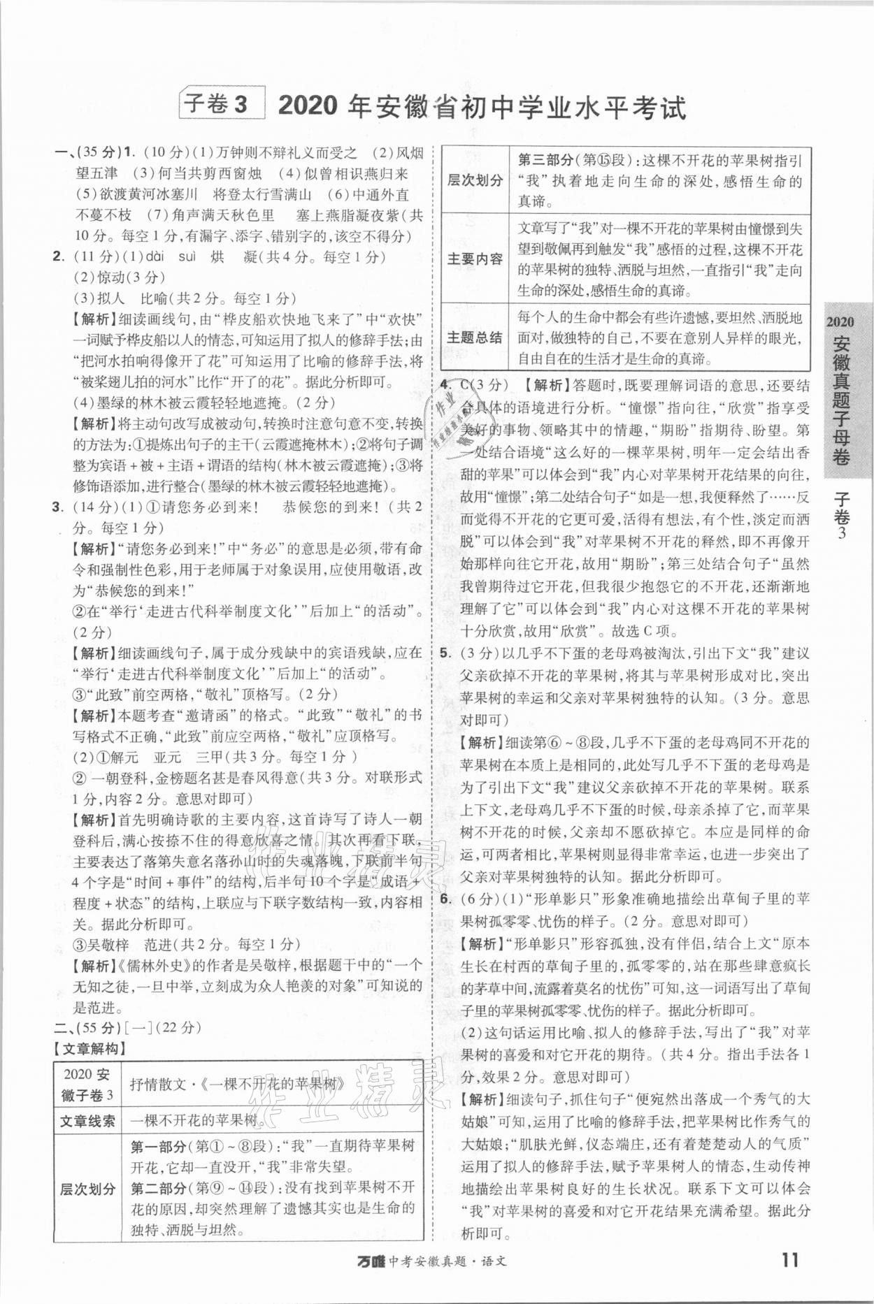 2021年萬(wàn)唯中考安徽真題語(yǔ)文 第11頁(yè)