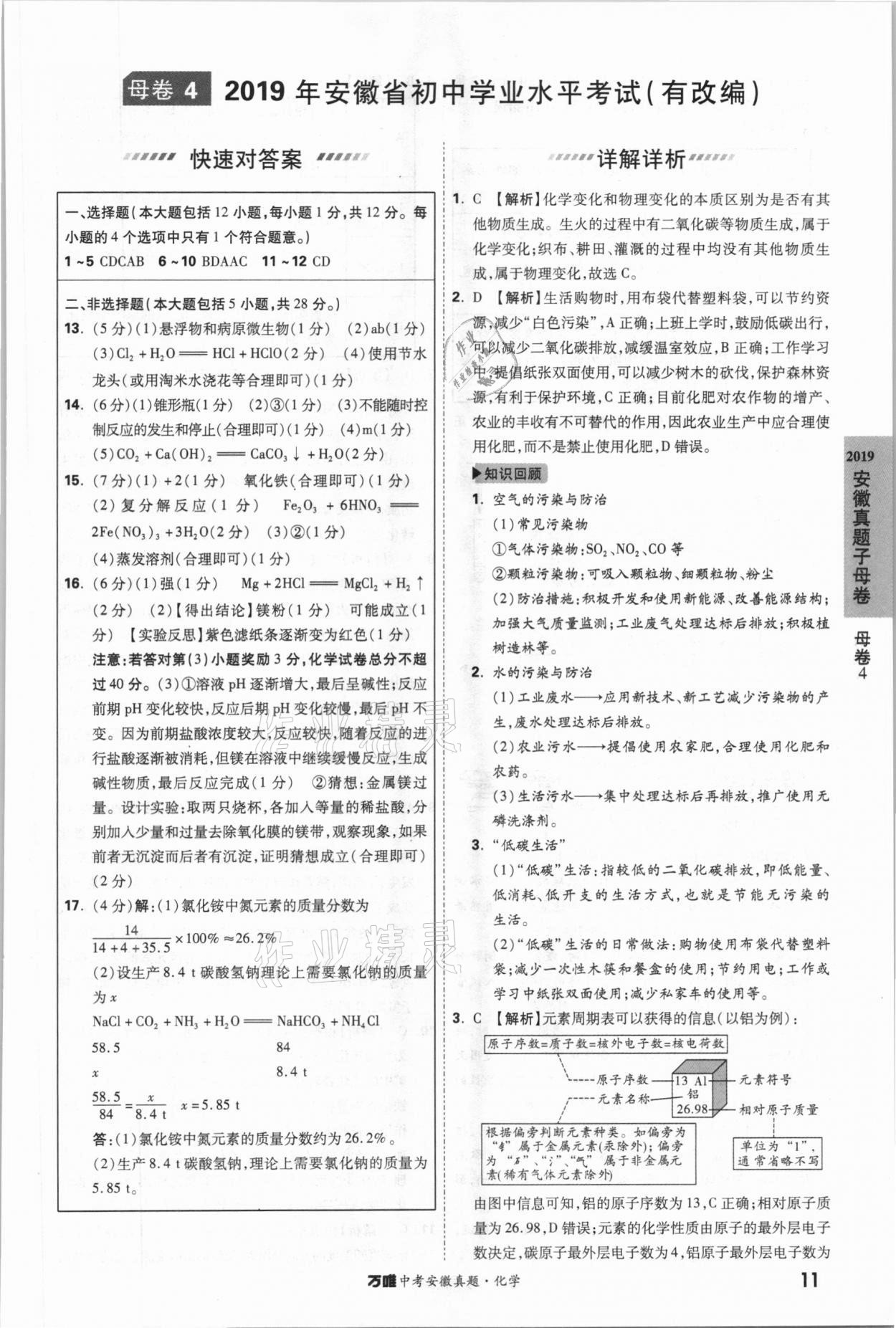 2021年萬唯中考安徽真題化學 第11頁