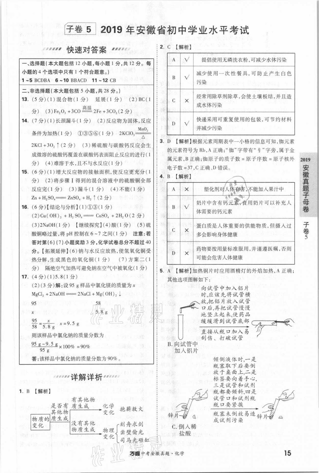 2021年萬唯中考安徽真題化學 第15頁