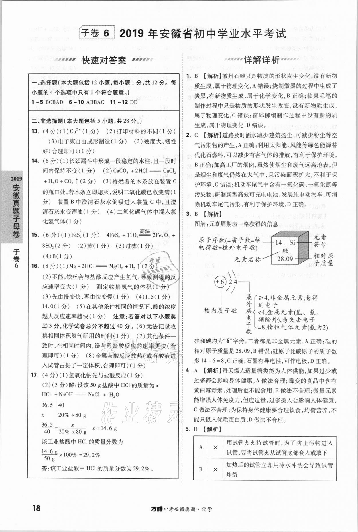 2021年萬唯中考安徽真題化學 第18頁