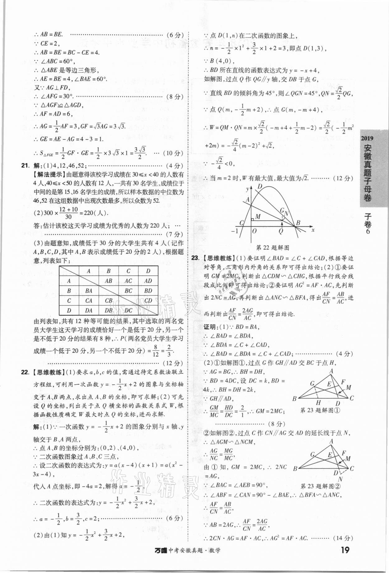 2021年萬唯中考安徽真題數學 第19頁