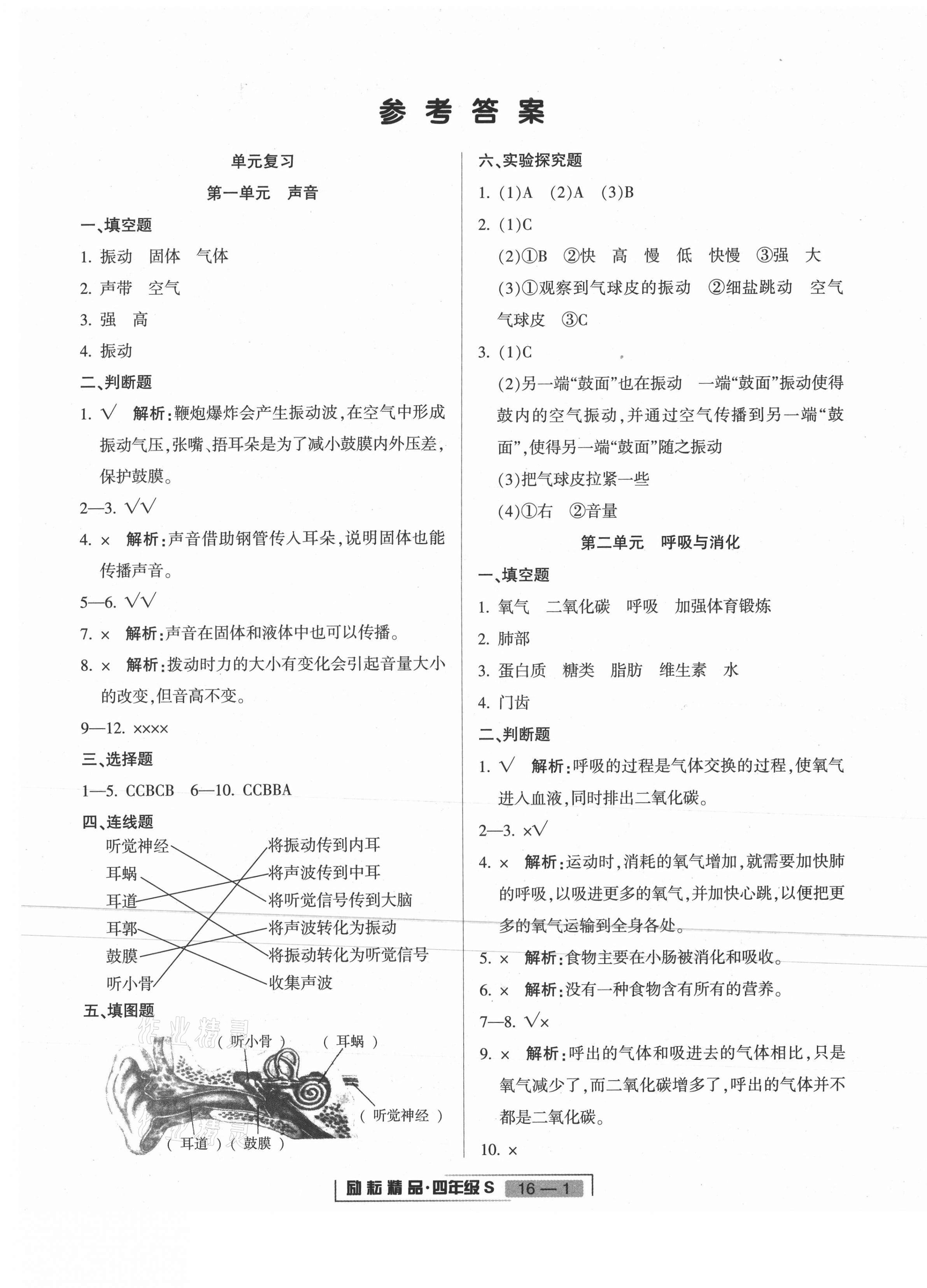 2020年浙江新期末四年级科学上册教科版 第1页