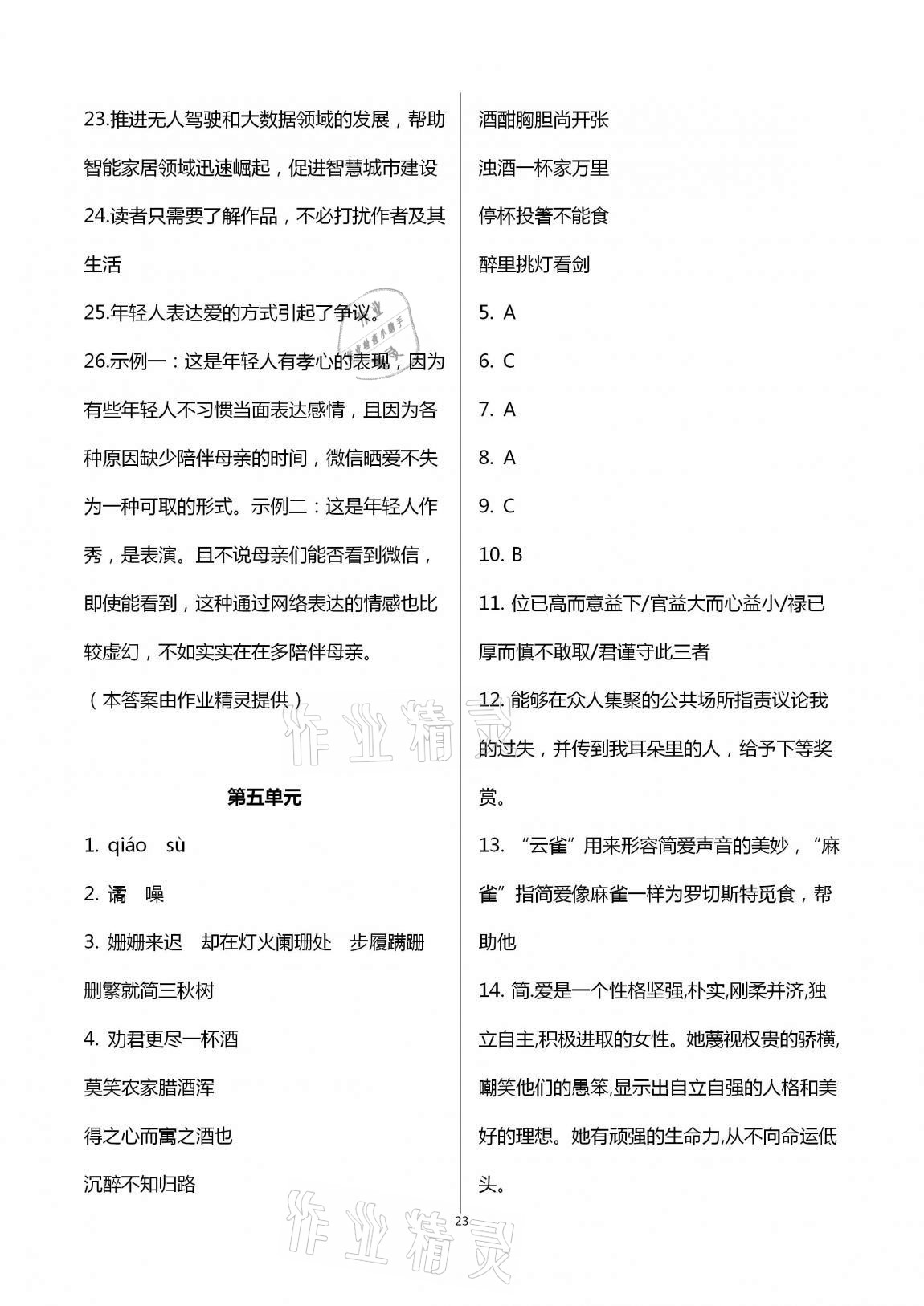 2020年學(xué)業(yè)水平評價九年級全一冊長江出版社 第23頁