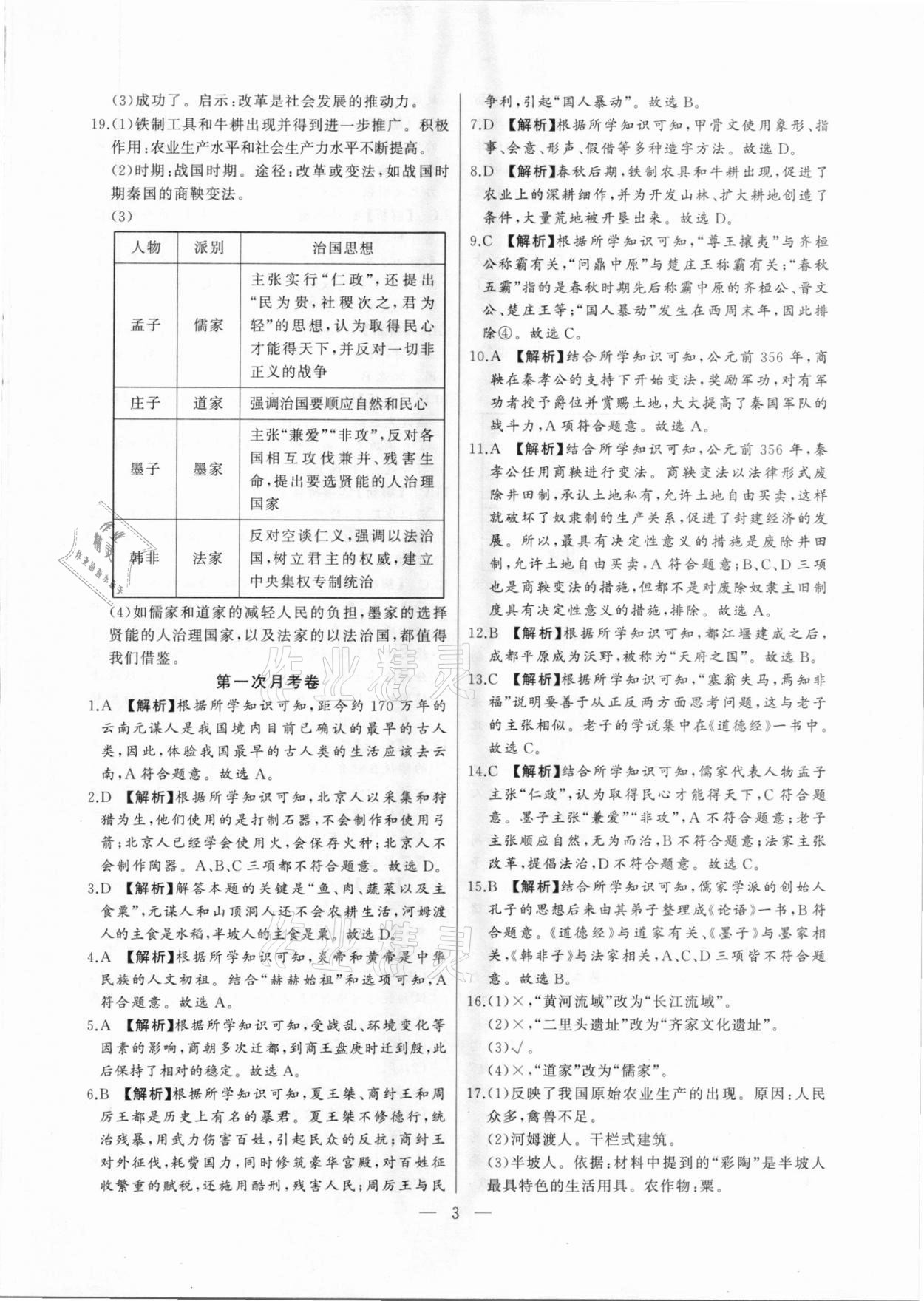 2020年大联考单元期末测试卷七年级历史上册人教版 第3页